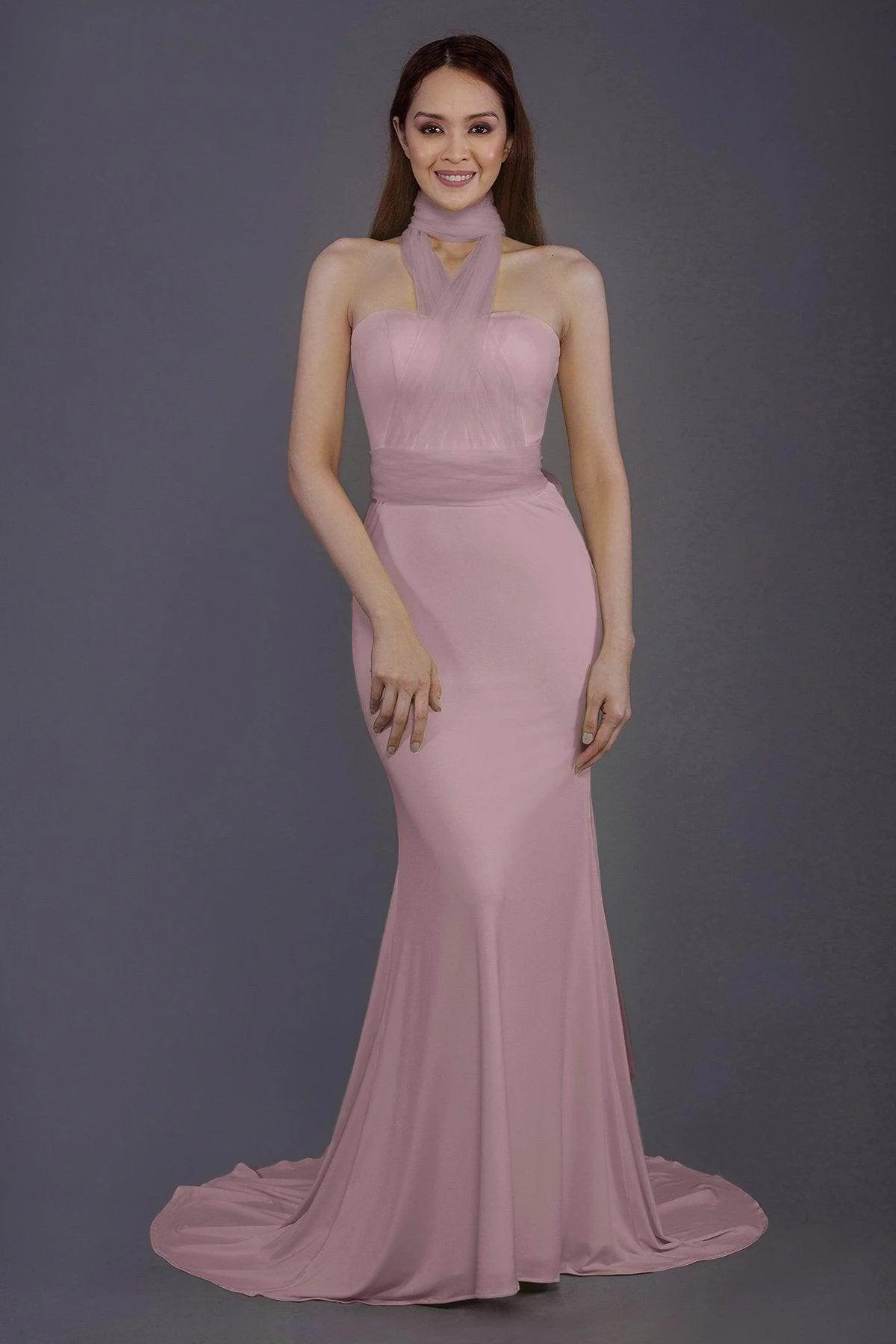 Mermaid Court Train Knitted Fabric Bridesmaid Dress PR3498