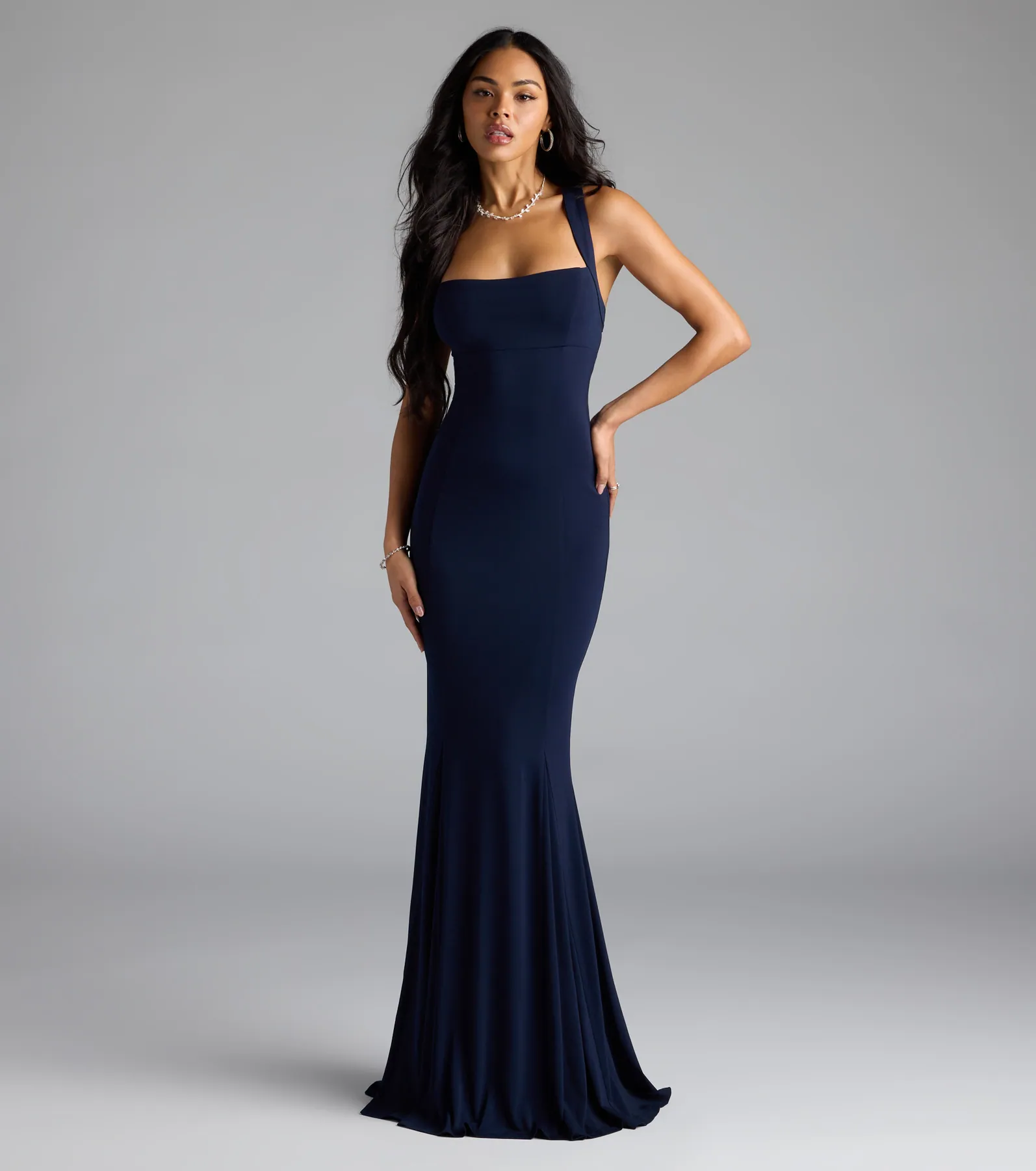 Nicola Strappy Tie-Back Mermaid Dress