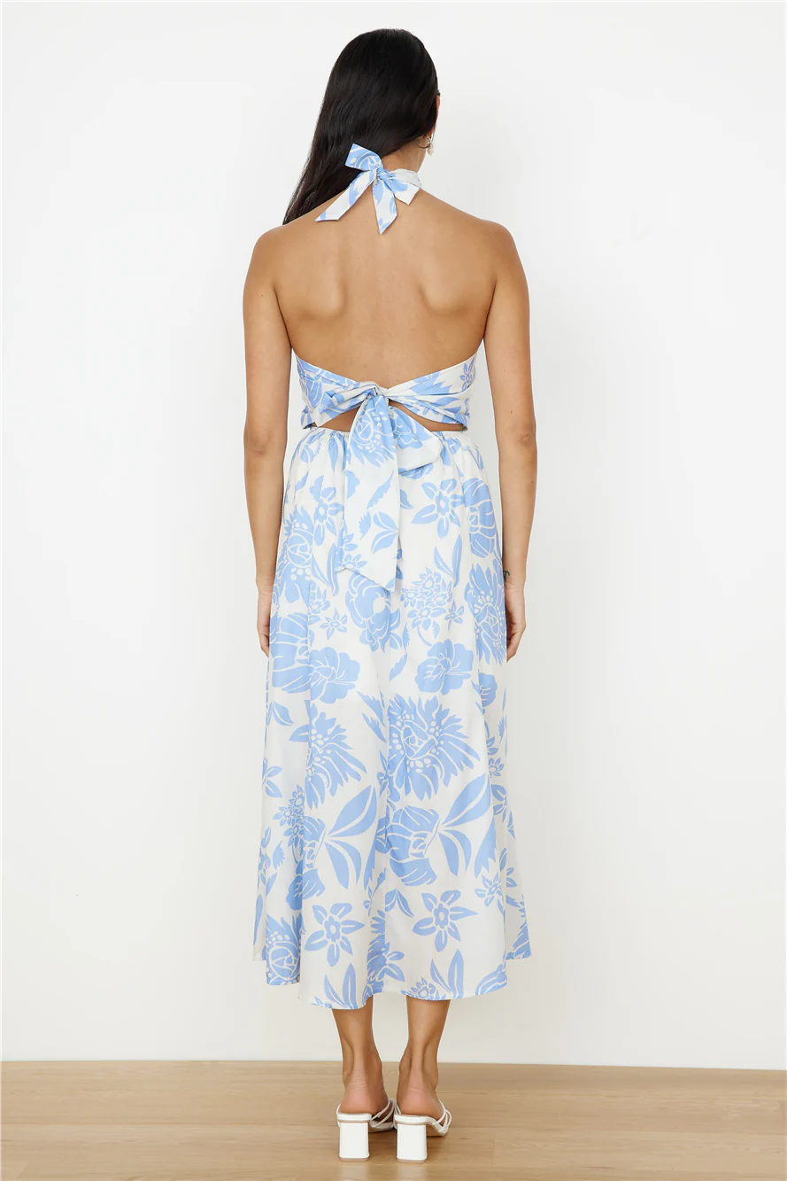 Showing Emotions Halter Maxi Dress Blue
