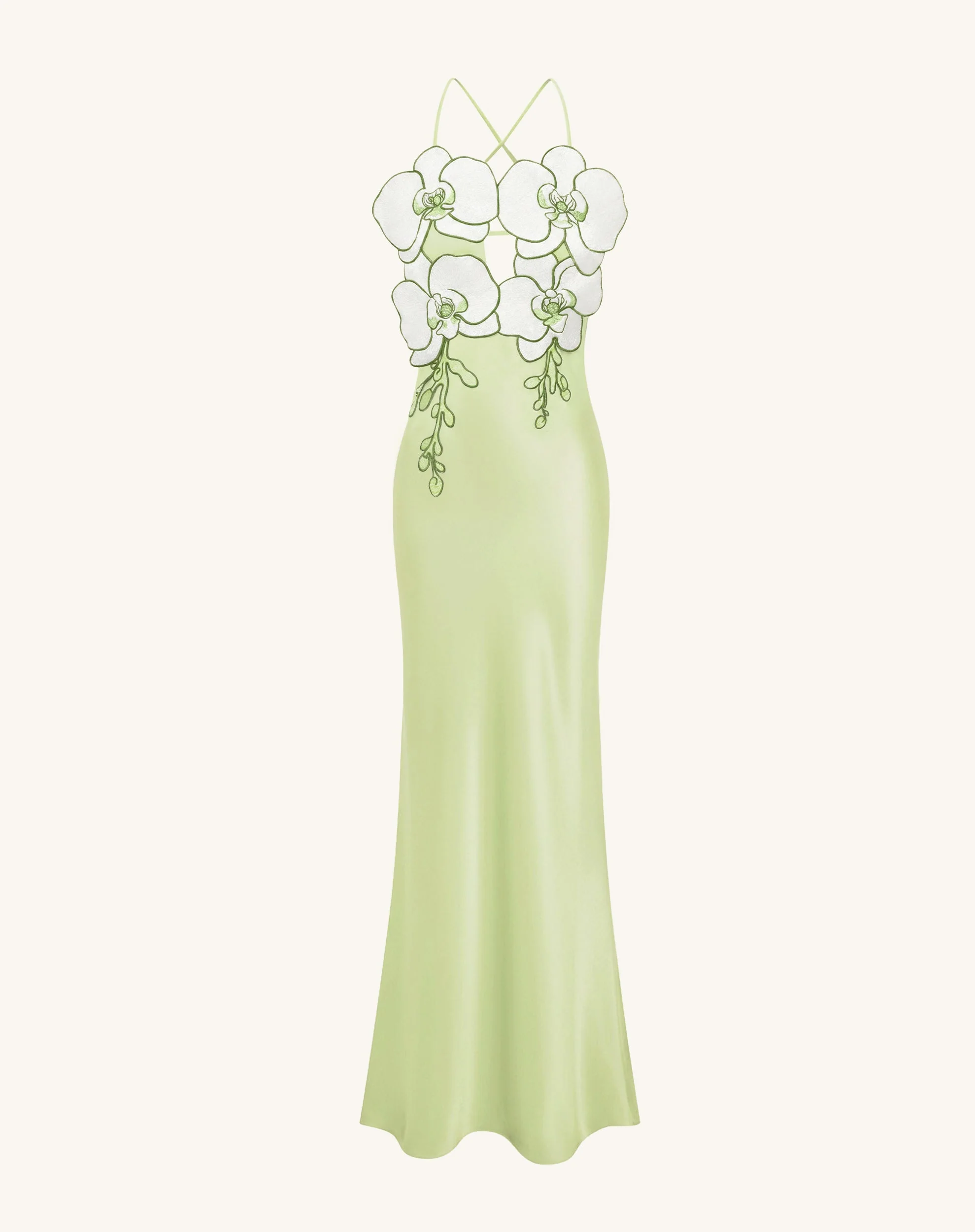 Orchid Embroidered Dress - Light Green/Ivory