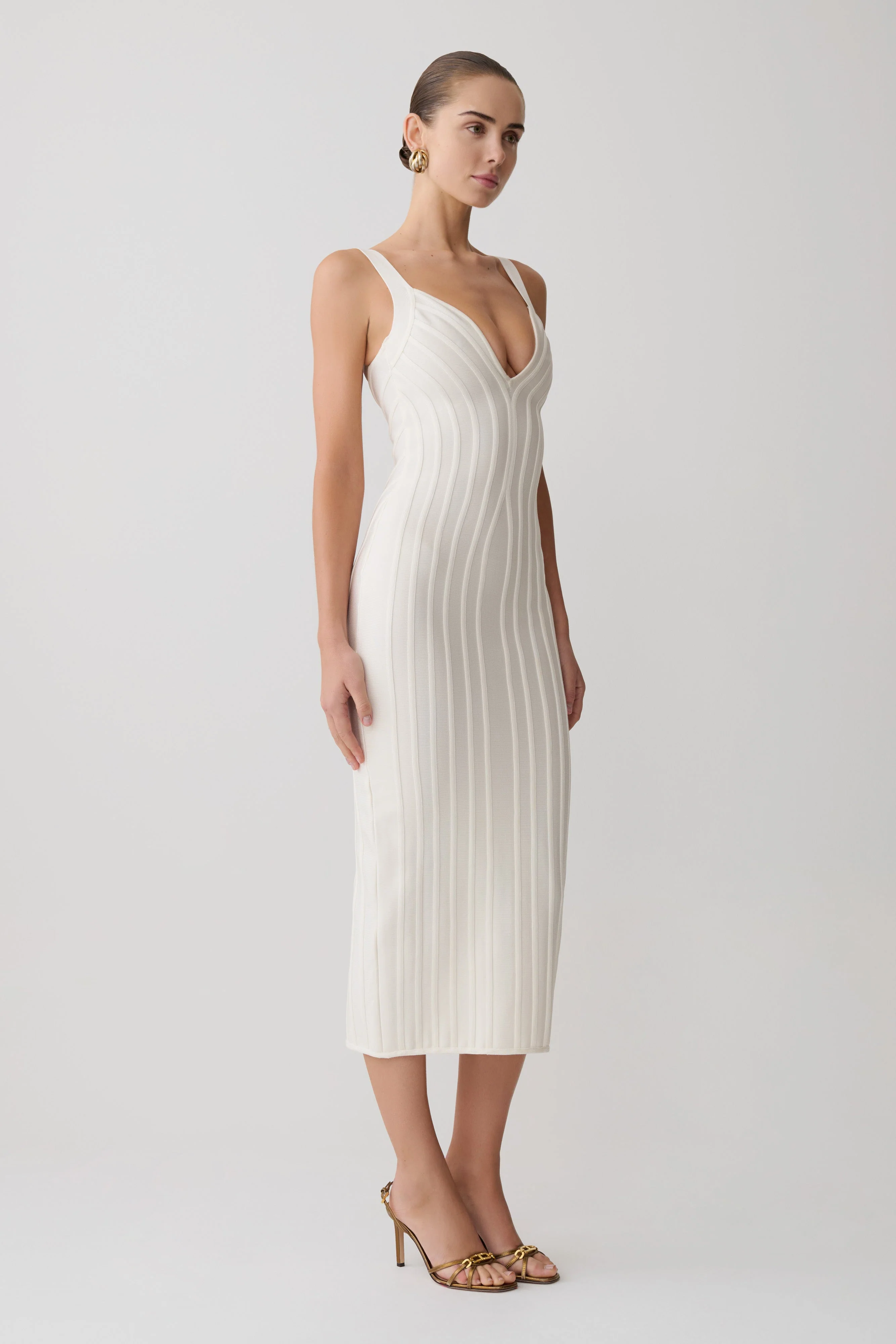 Gia Bandage Knit Midi Dress - Ivory