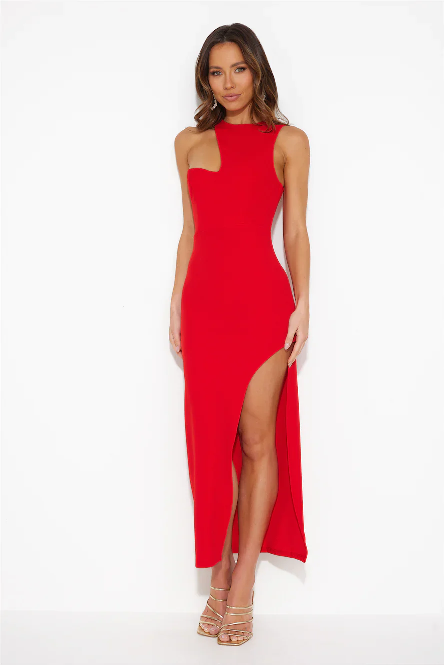 Girl In The Shadow Midi Dress Red