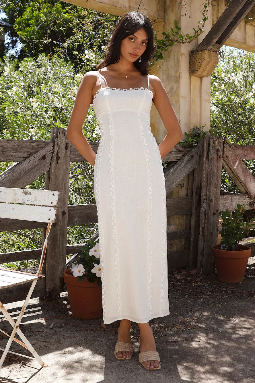 Honeymoon Love Maxi Dress White - luluinthesky