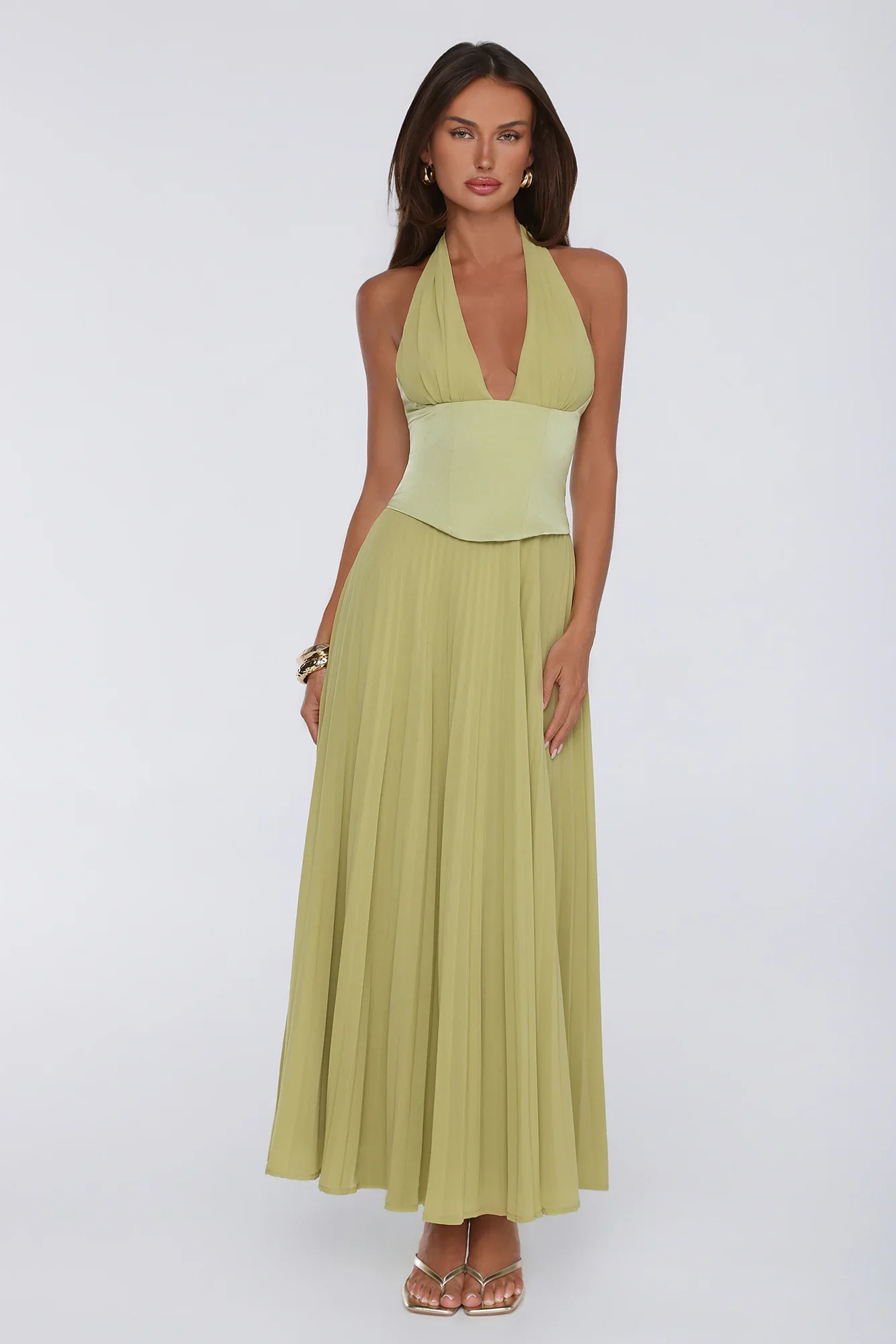 The Secret Waltz Halter Maxi Dress Lime