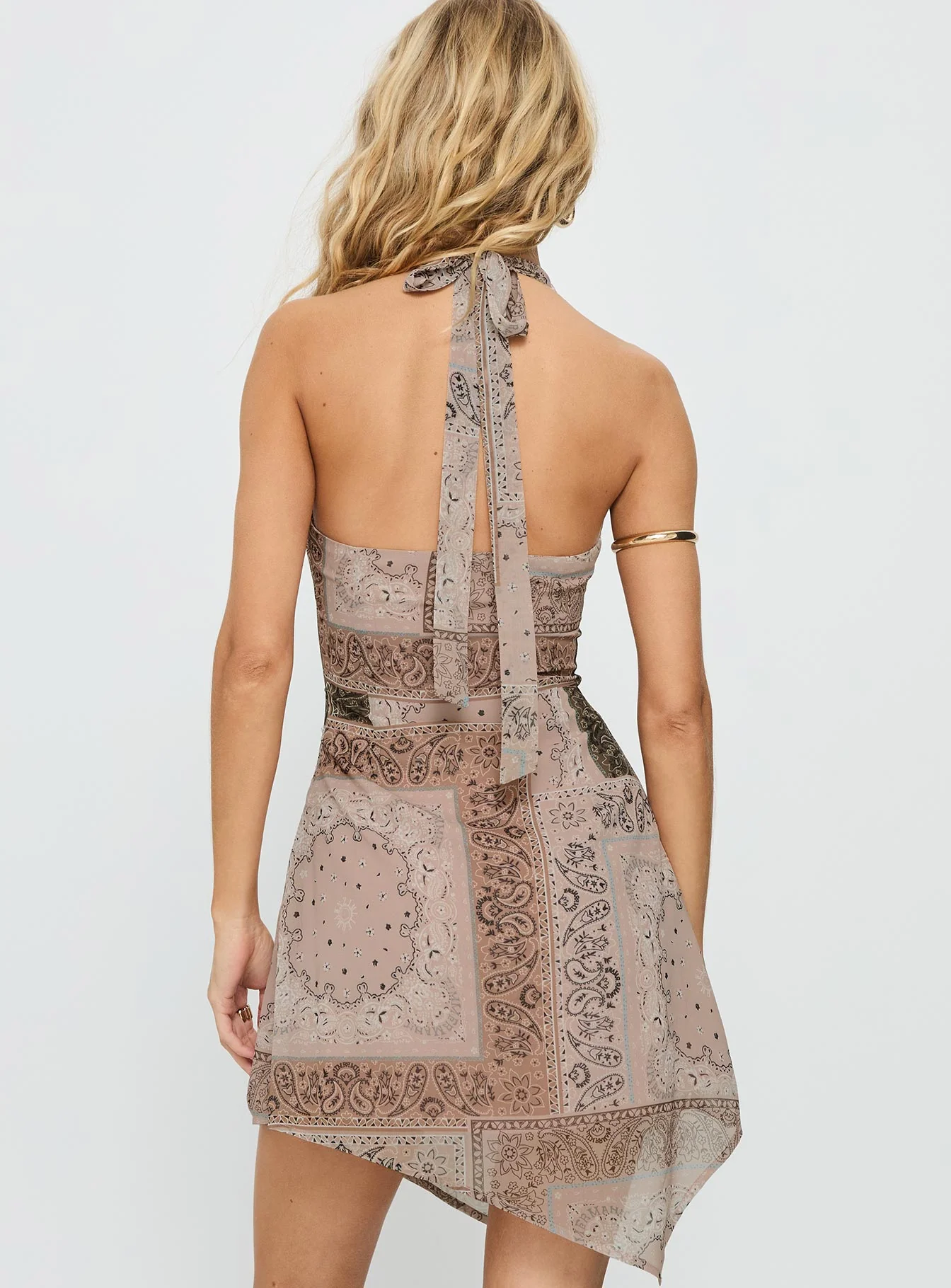 Spartacus Halter Mini Dress Brown / Multi