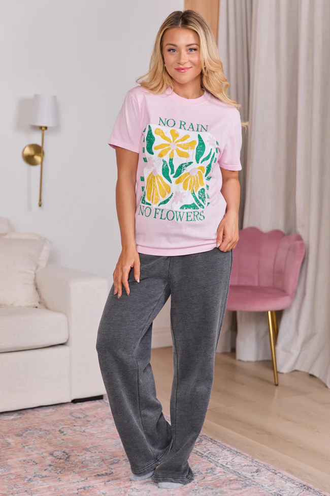 No Rain No Flowers Light Pink Graphic Tee