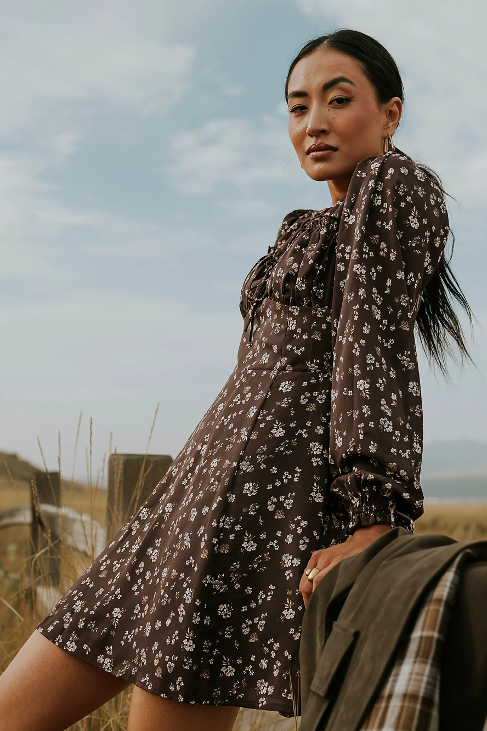Myles Floral Mini Dress in Burgundy