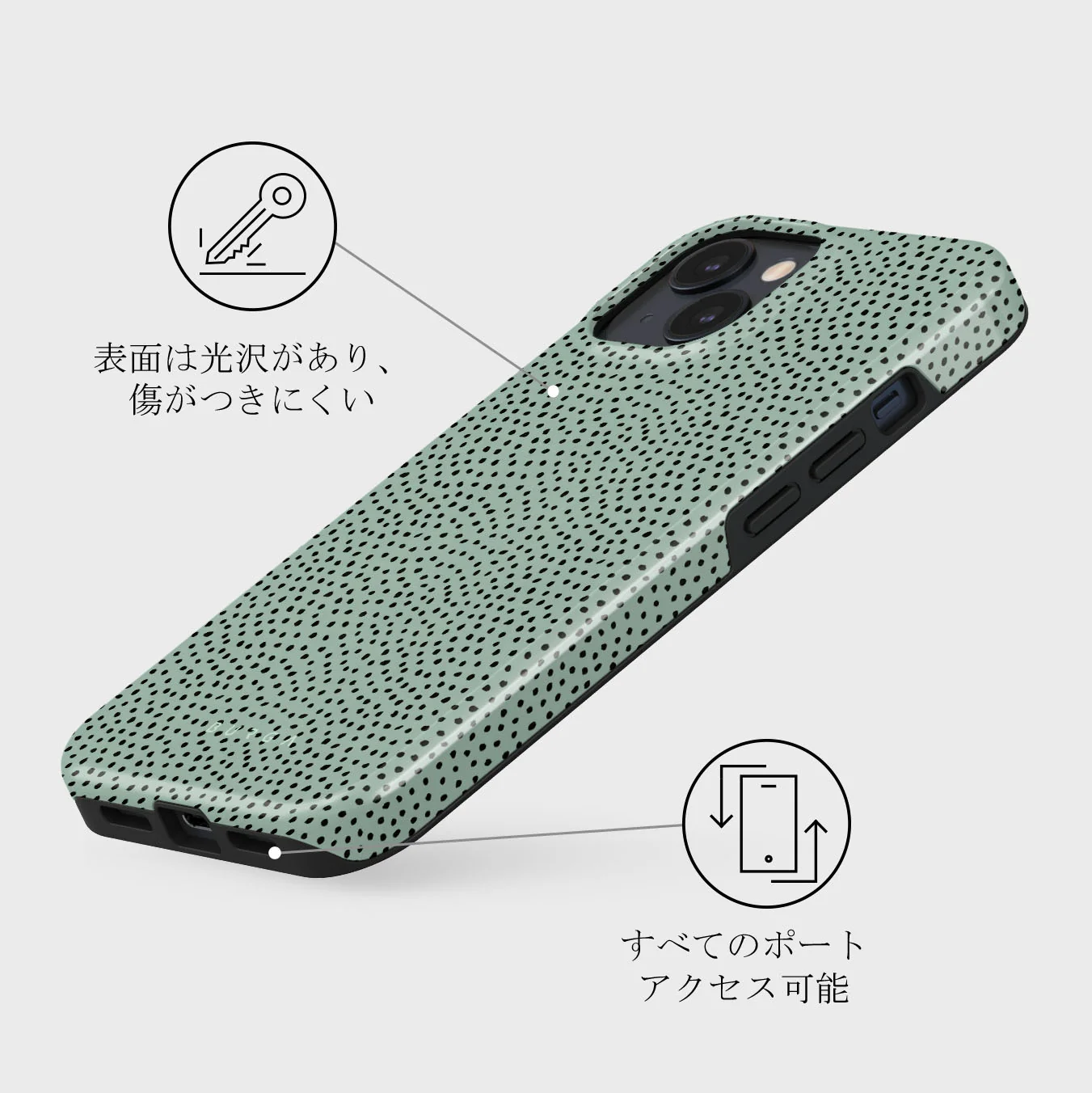Mint Gelato - Dots iPhone 13 Mini ケース