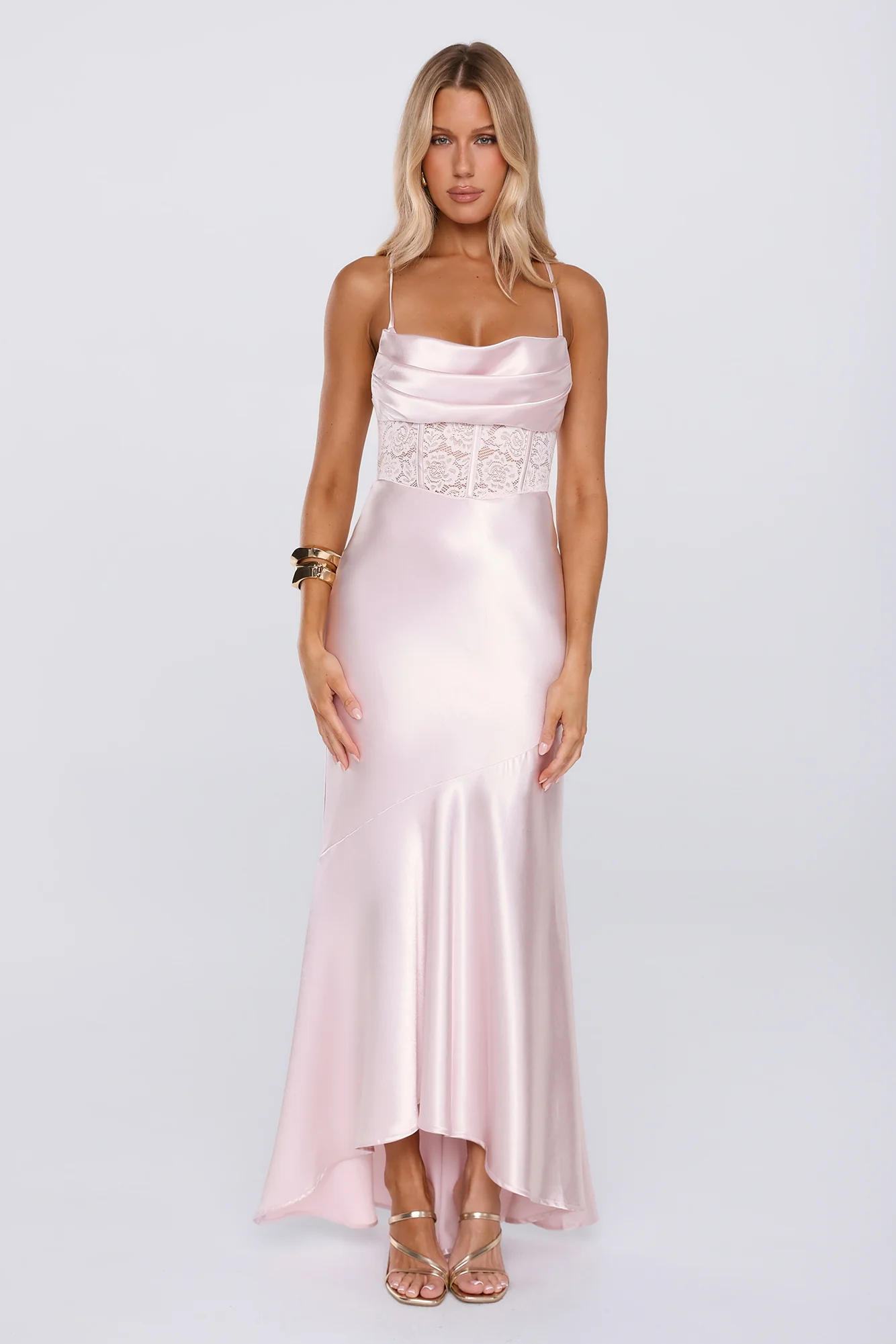 Silker Moments Satin Maxi Dress Pink