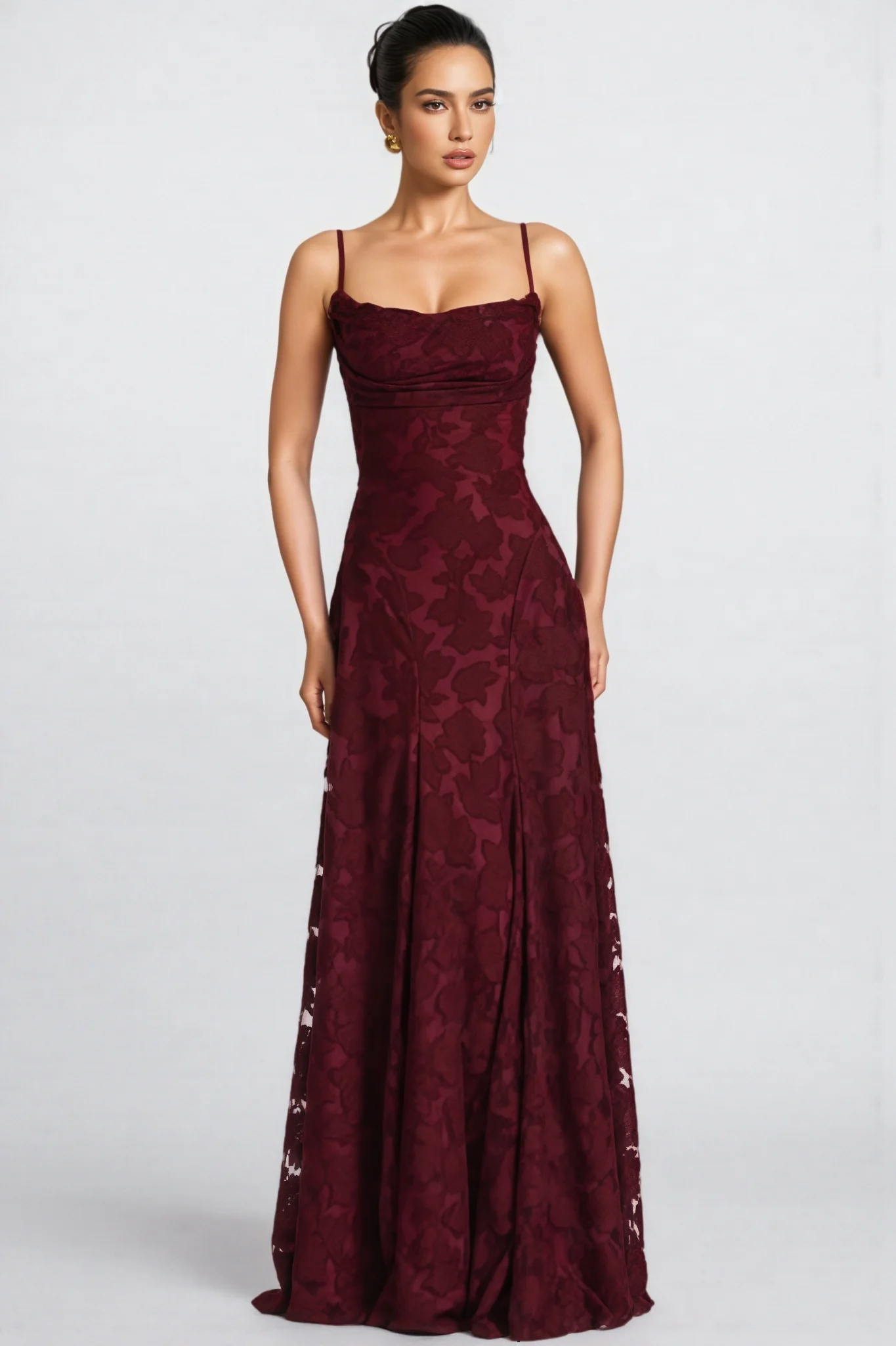Liralk Red Strapless Mesh Maxi Dress