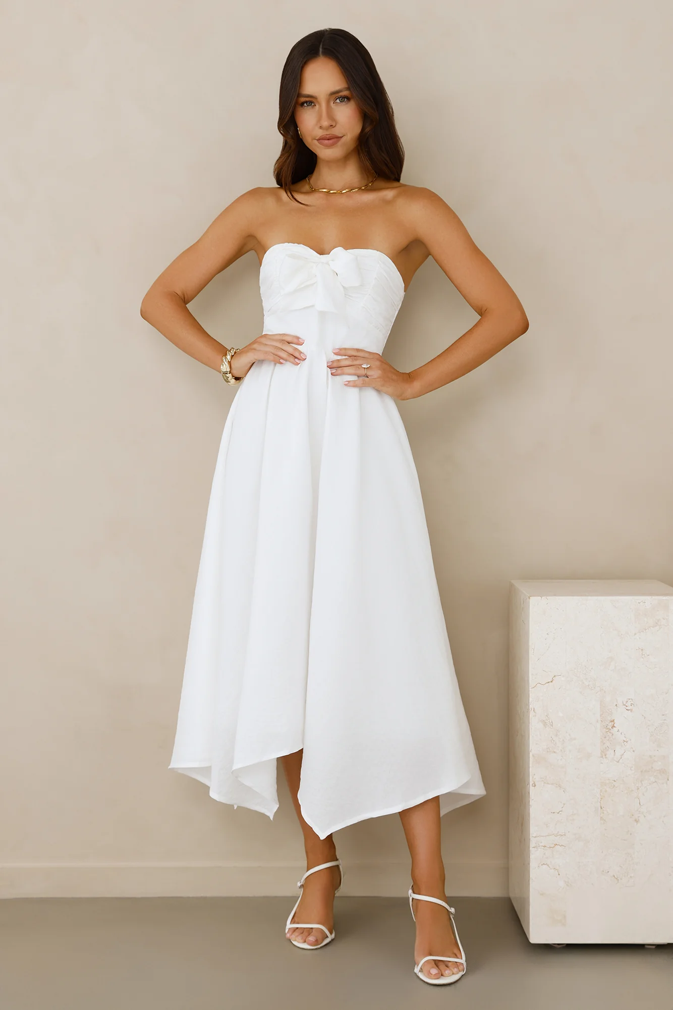 Saltwater Soul Strapless Midi Dress White - luluinthesky