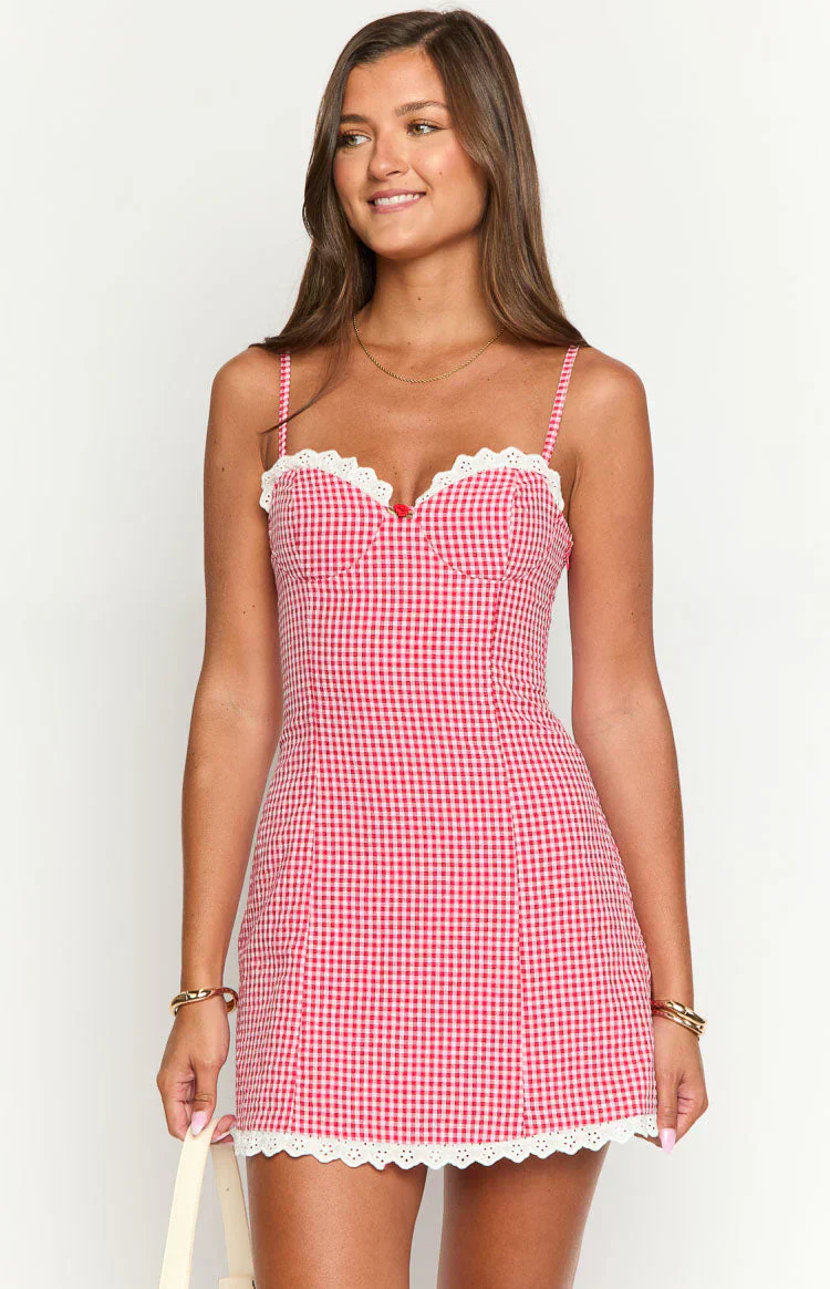 Cutie Pie Red Gingham Mini Dress