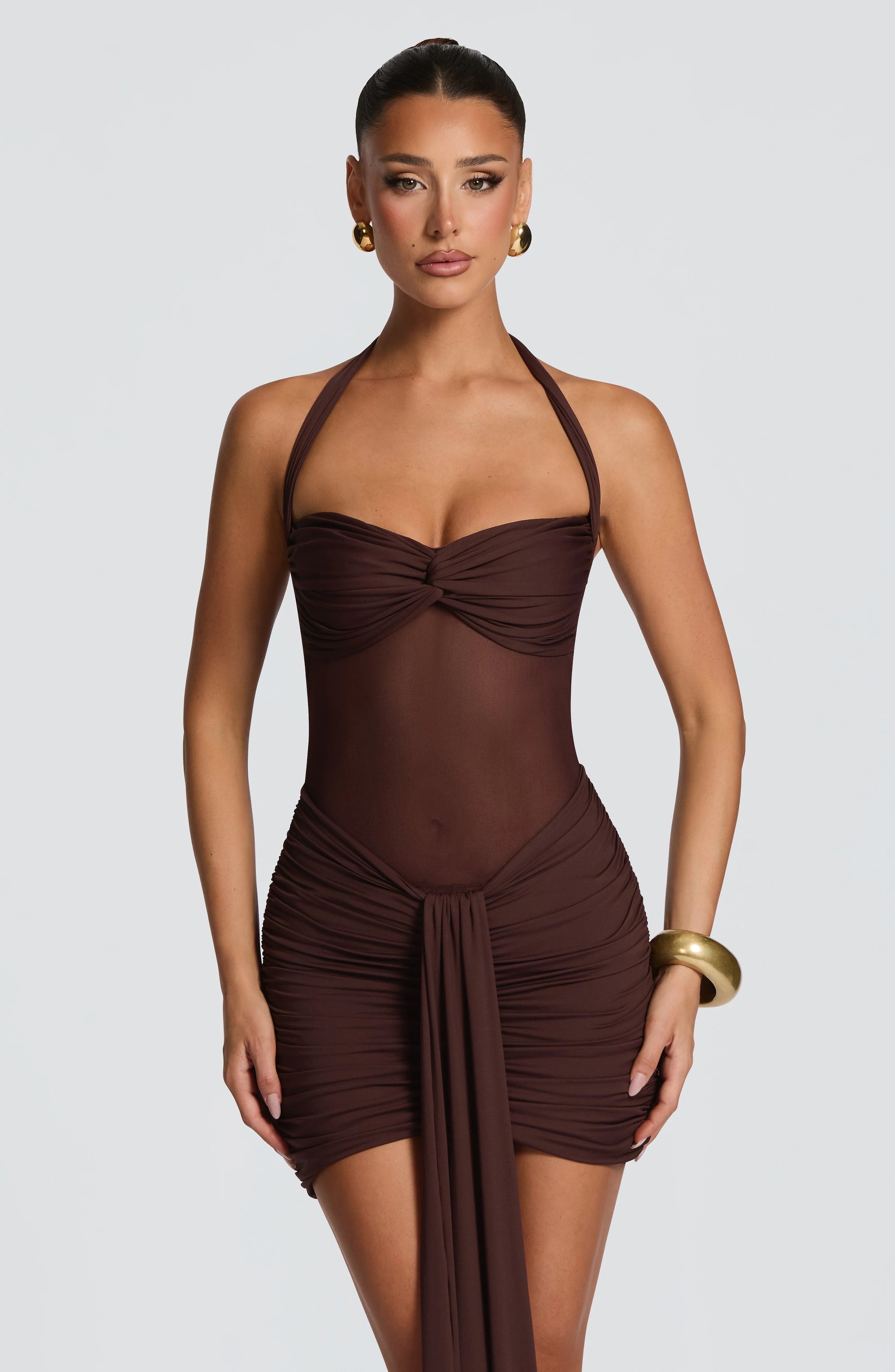 Vixen Mini Dress - Plum Brown