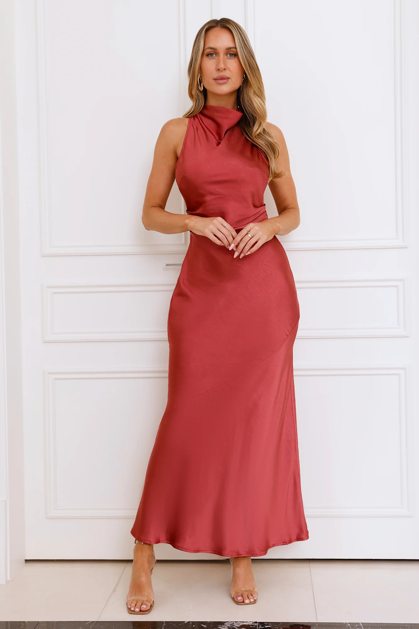 Eden Satin Maxi Dress Rose