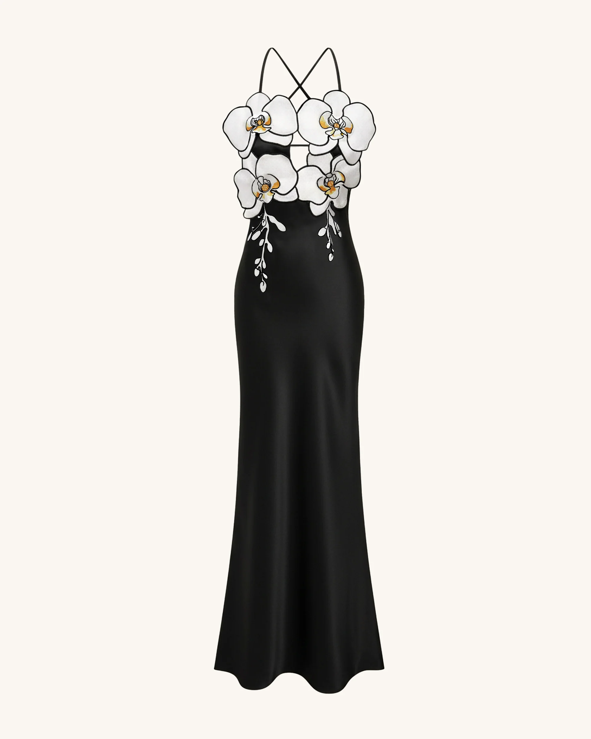 Orchid Embroidered Dress – Black/White - FASHION NOB