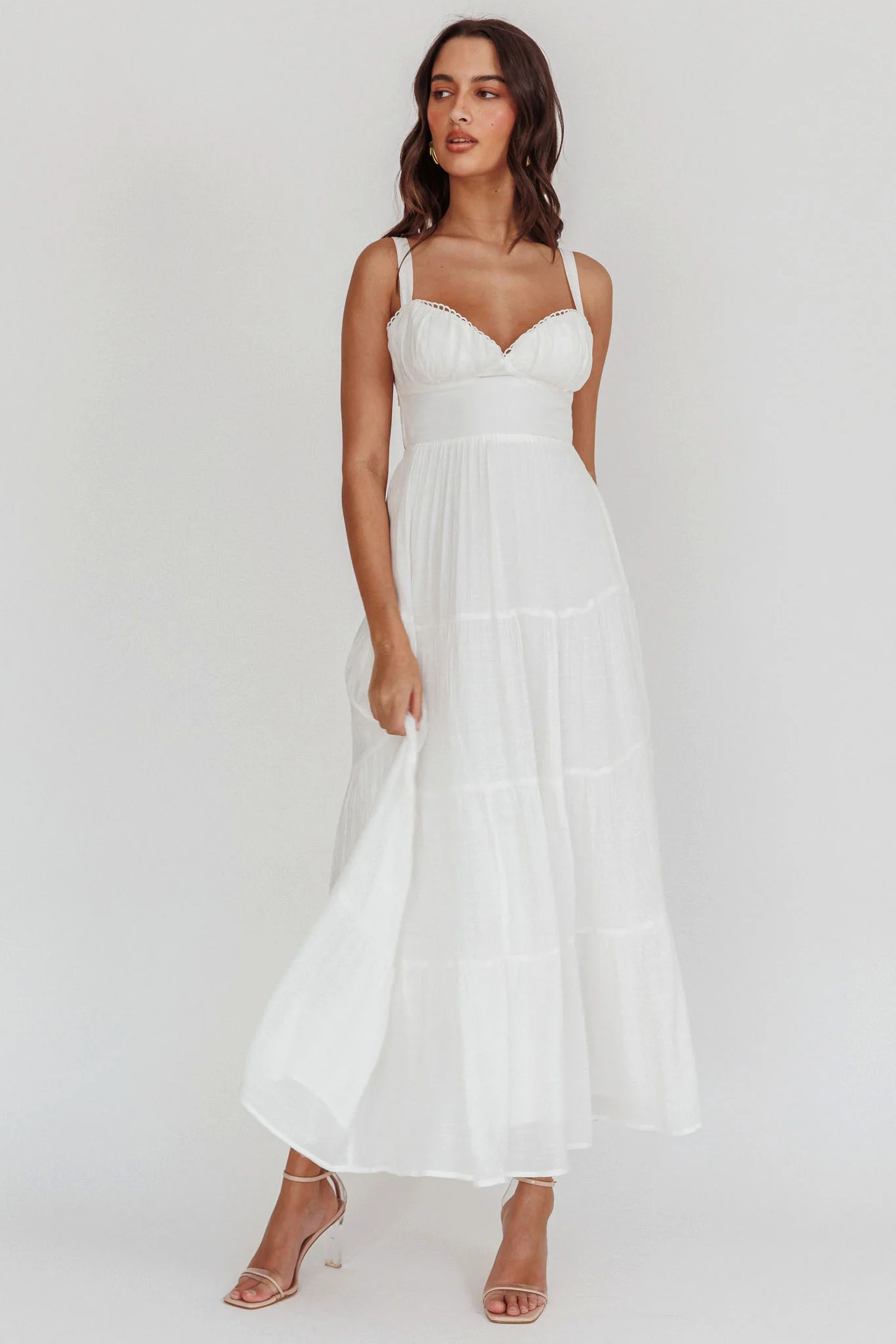 Neptune Cut Out Back A-Line Maxi Dress White - luluinthesky
