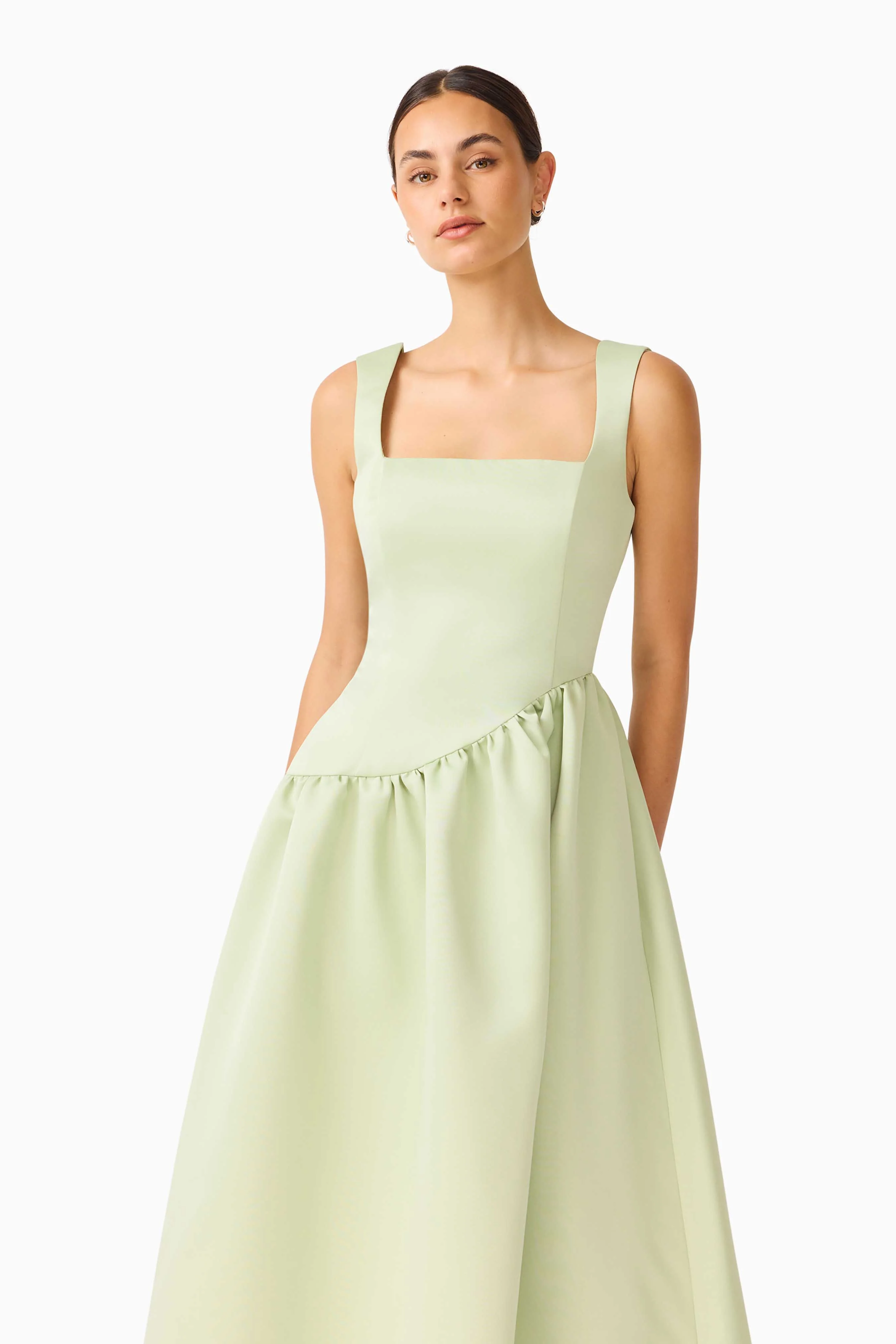 Ruelle A-Line Maxi Dress in Sage Green