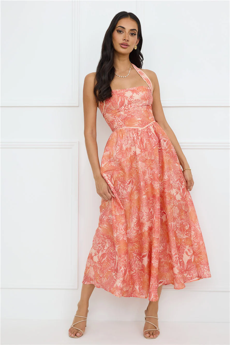 Luxe Harmony Halter Maxi Dress Orange
