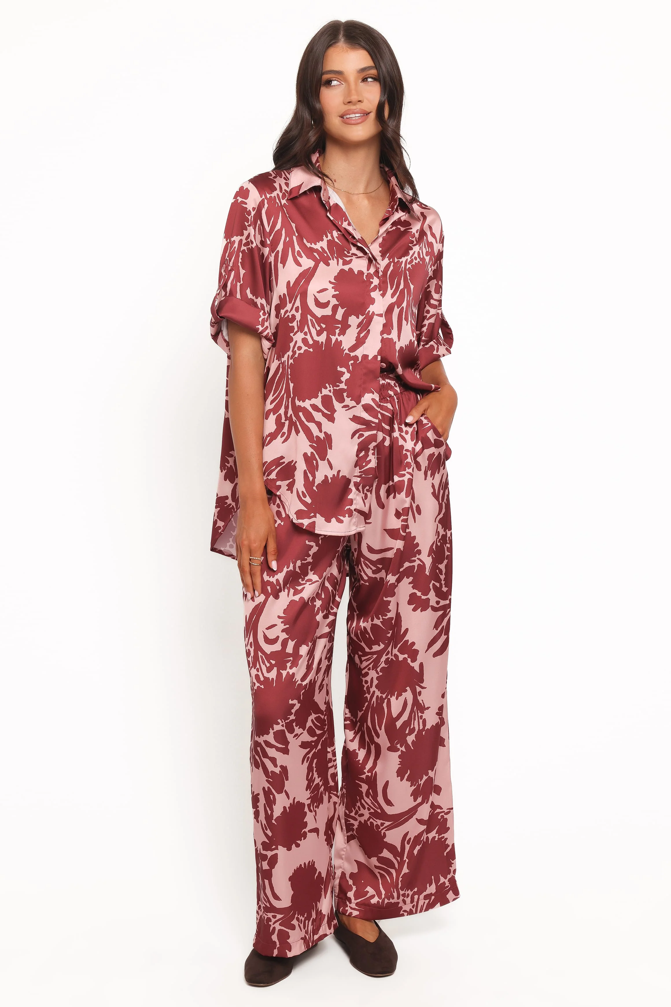 Elysia Shirt - Pink Burgundy