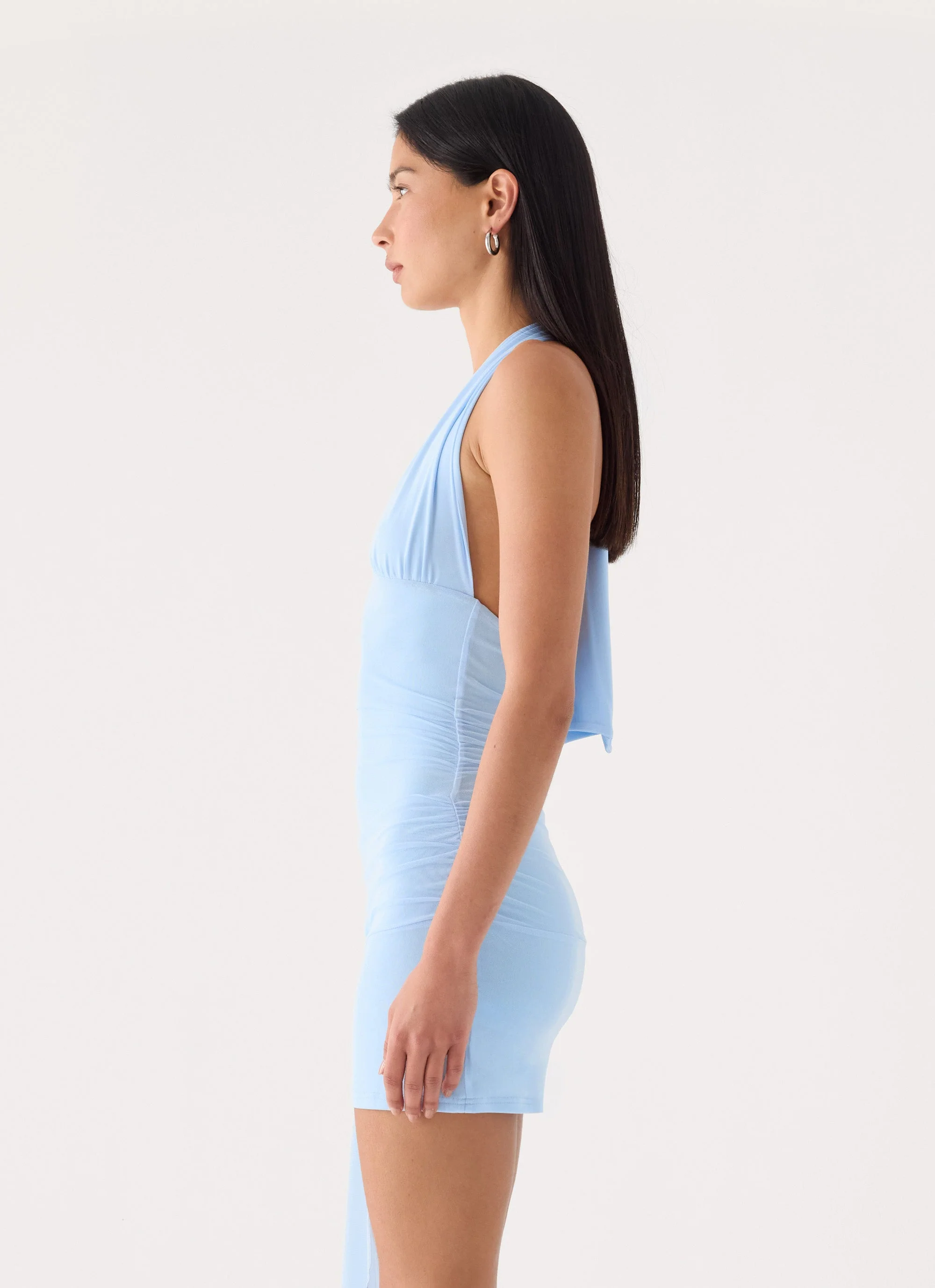 Dinah Halter Mini Dress - Blue - luluinthesky