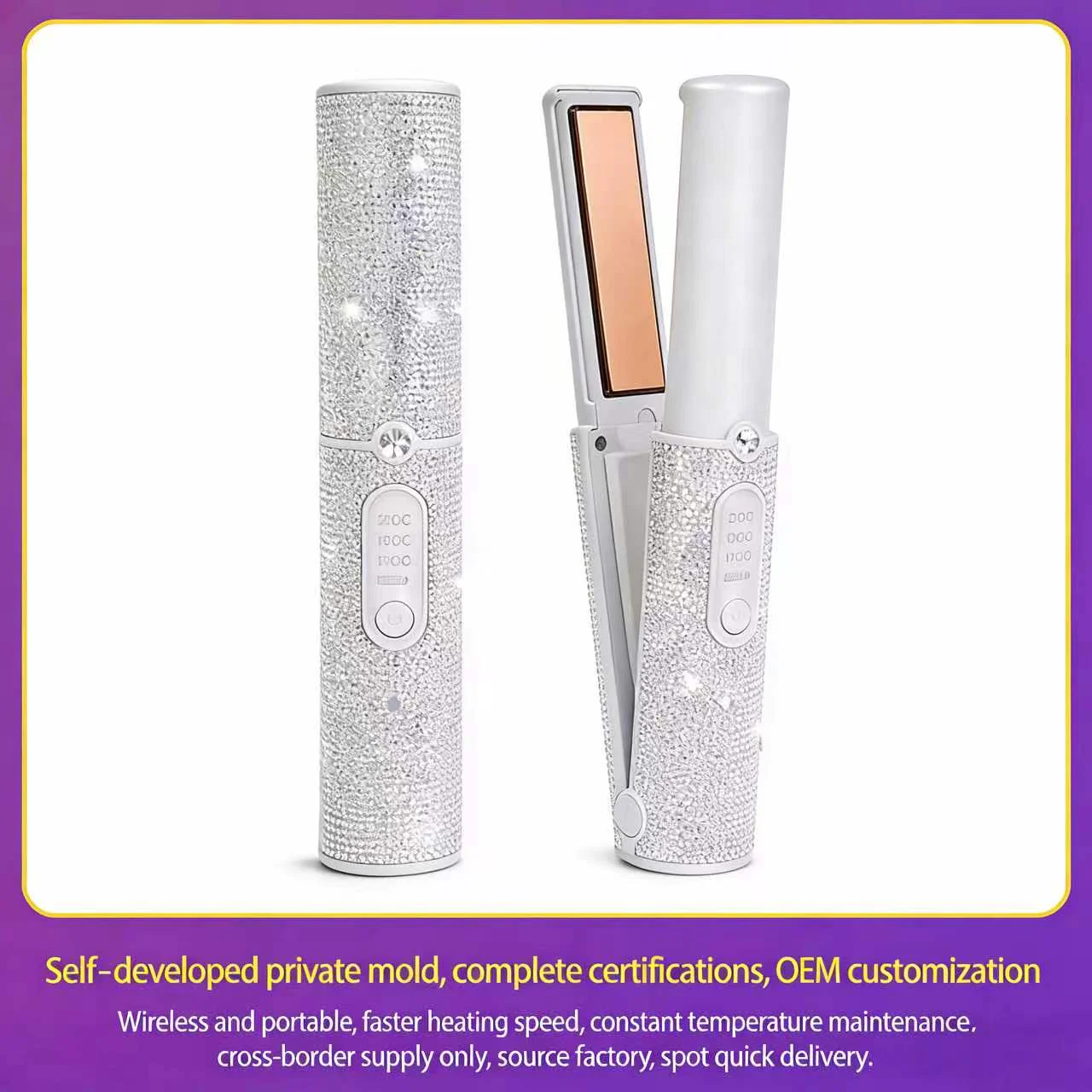 Wireless Cordless Hair Straightener 5000mAh Portable Flat Iron