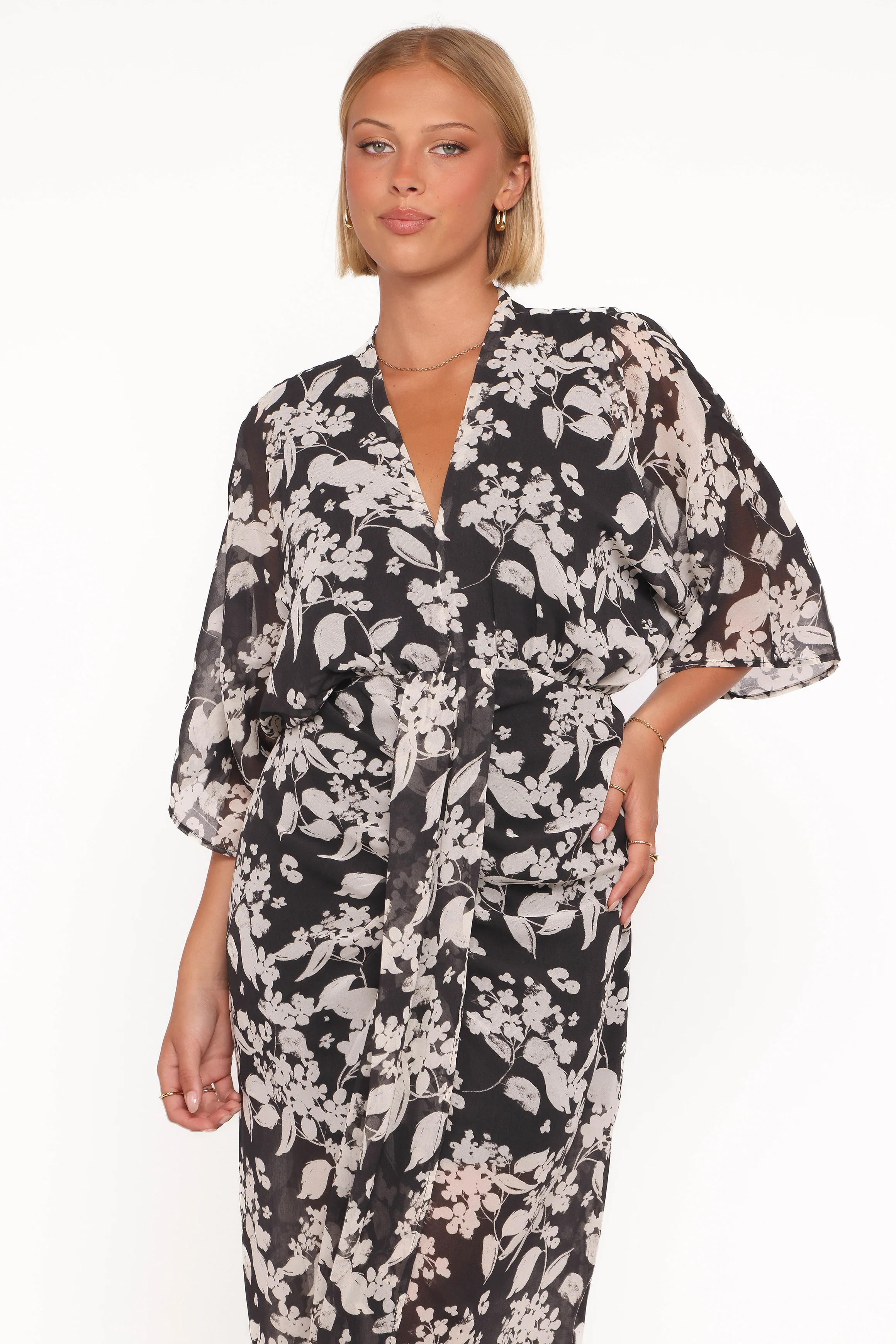 Audrina Maxi Dress - Black Floral