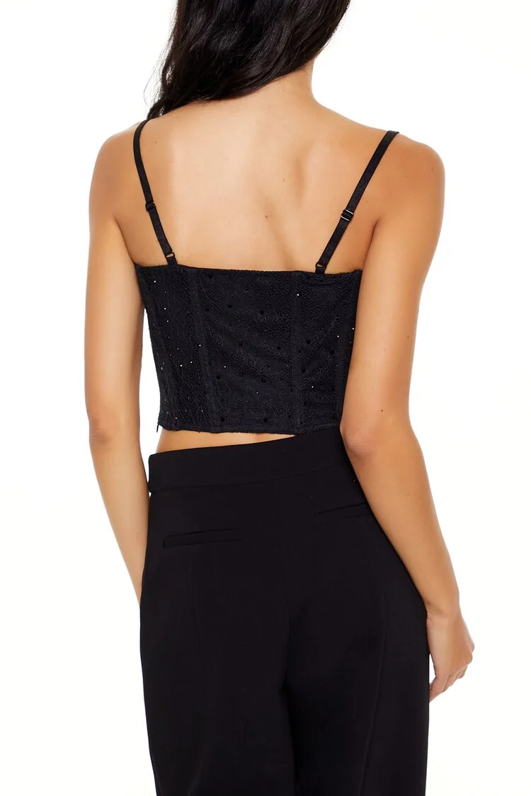 Lace Rhinestone Corset Cami