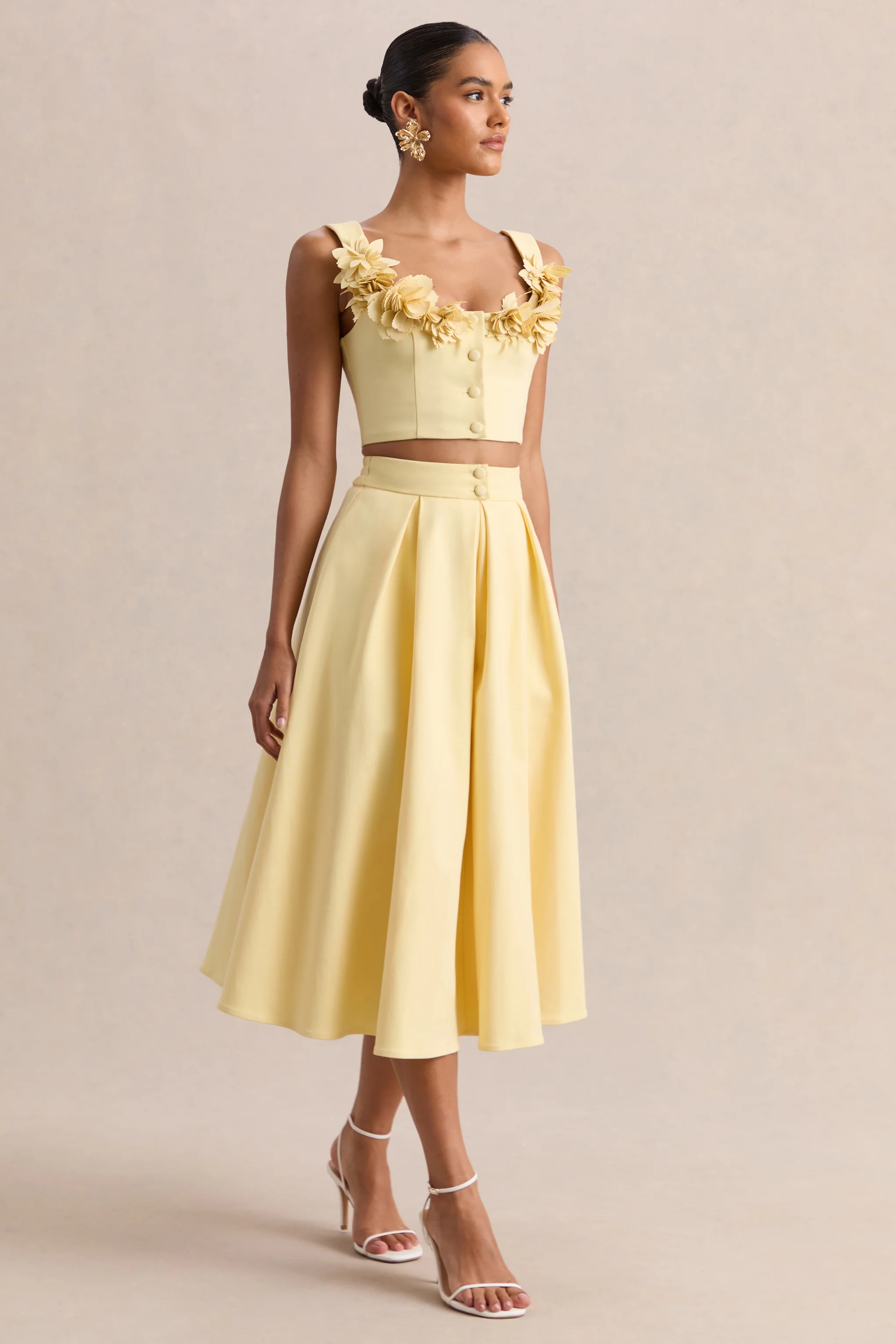 Joy | Lemon A-Line Midi Skirt