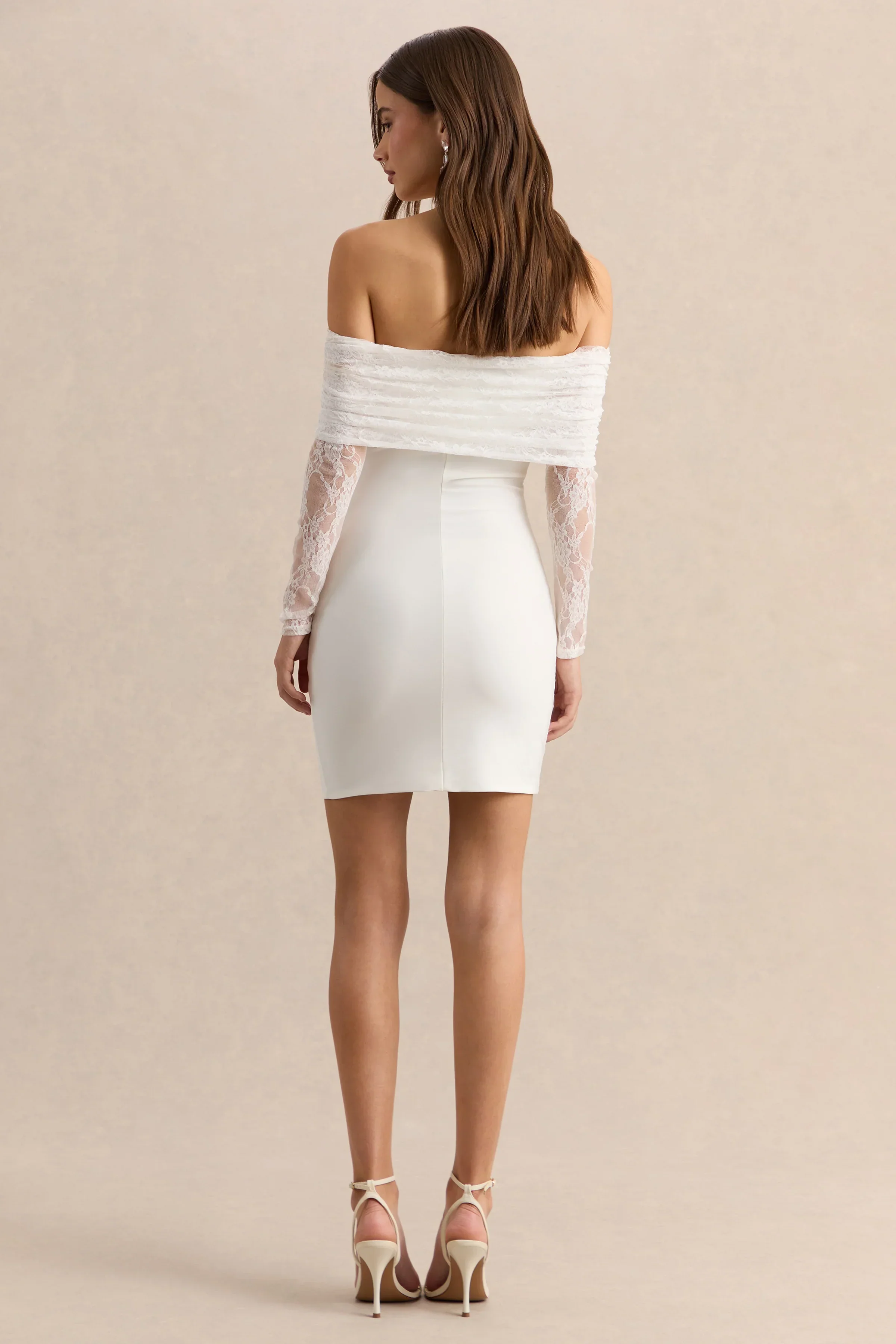 Incantelle | White Bardot-Neck Mini Dress