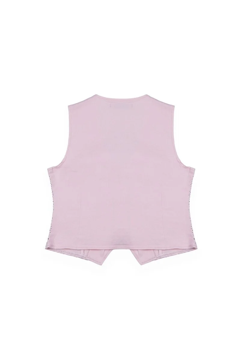 Stretch Denim Vest with Rhinestones