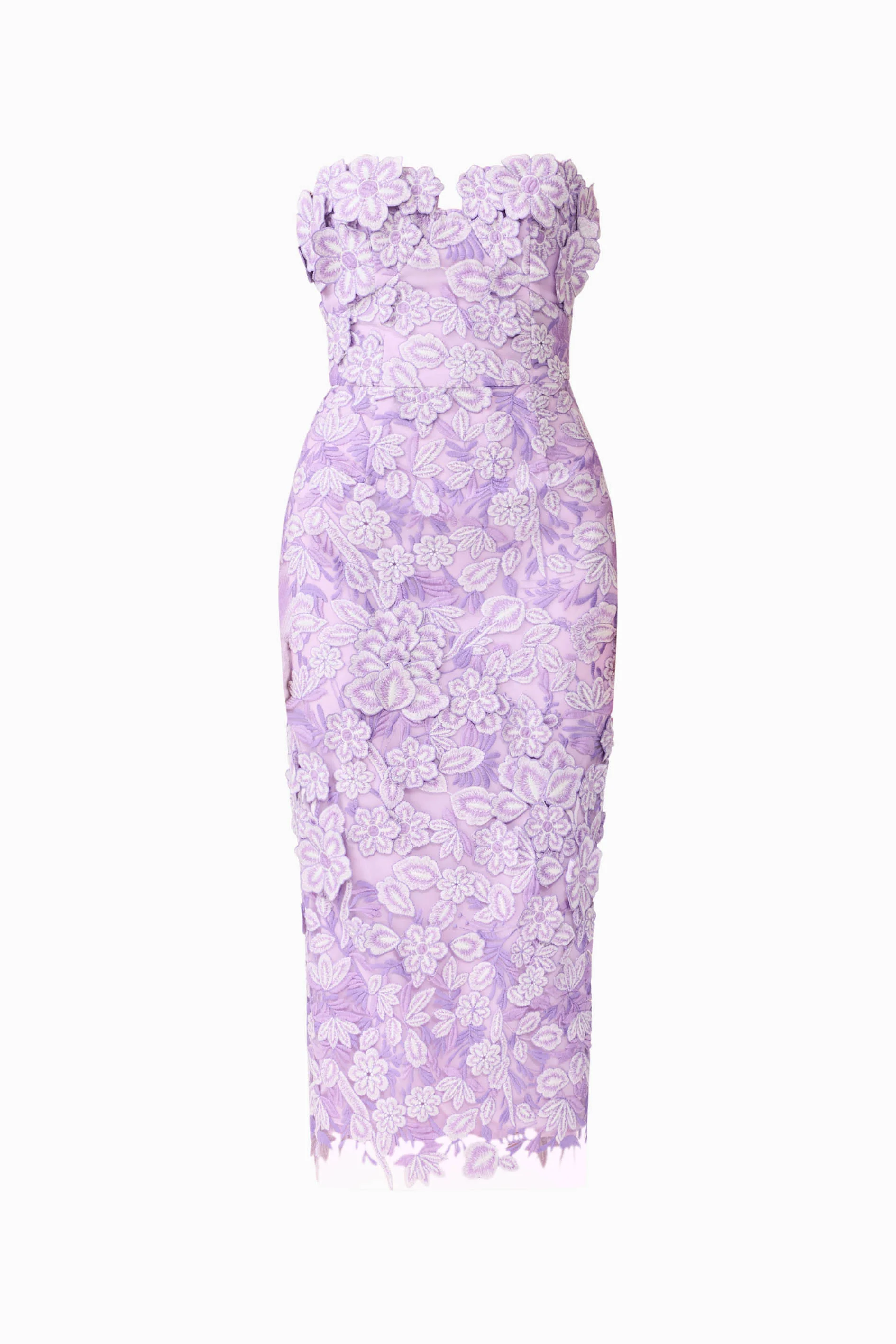 Roseate Strapless Midi Dress in Purple