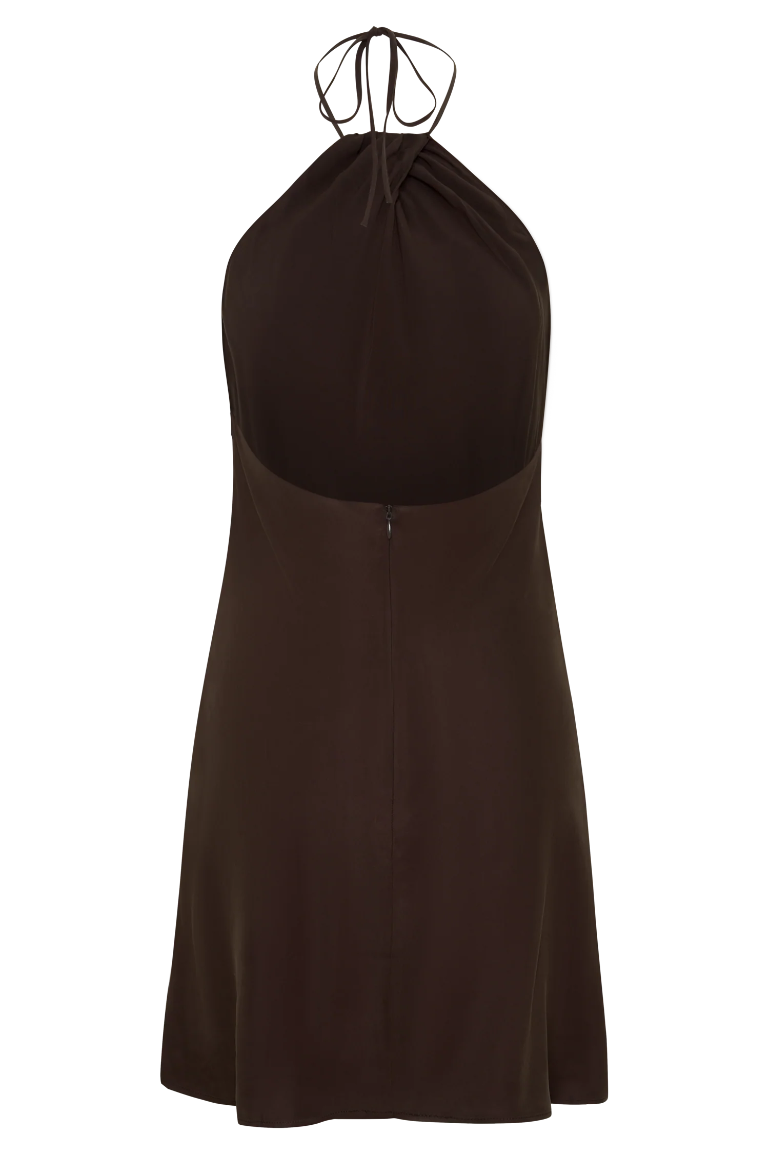 Maggie Cupro Halter Mini Dress - Dark Chocolate