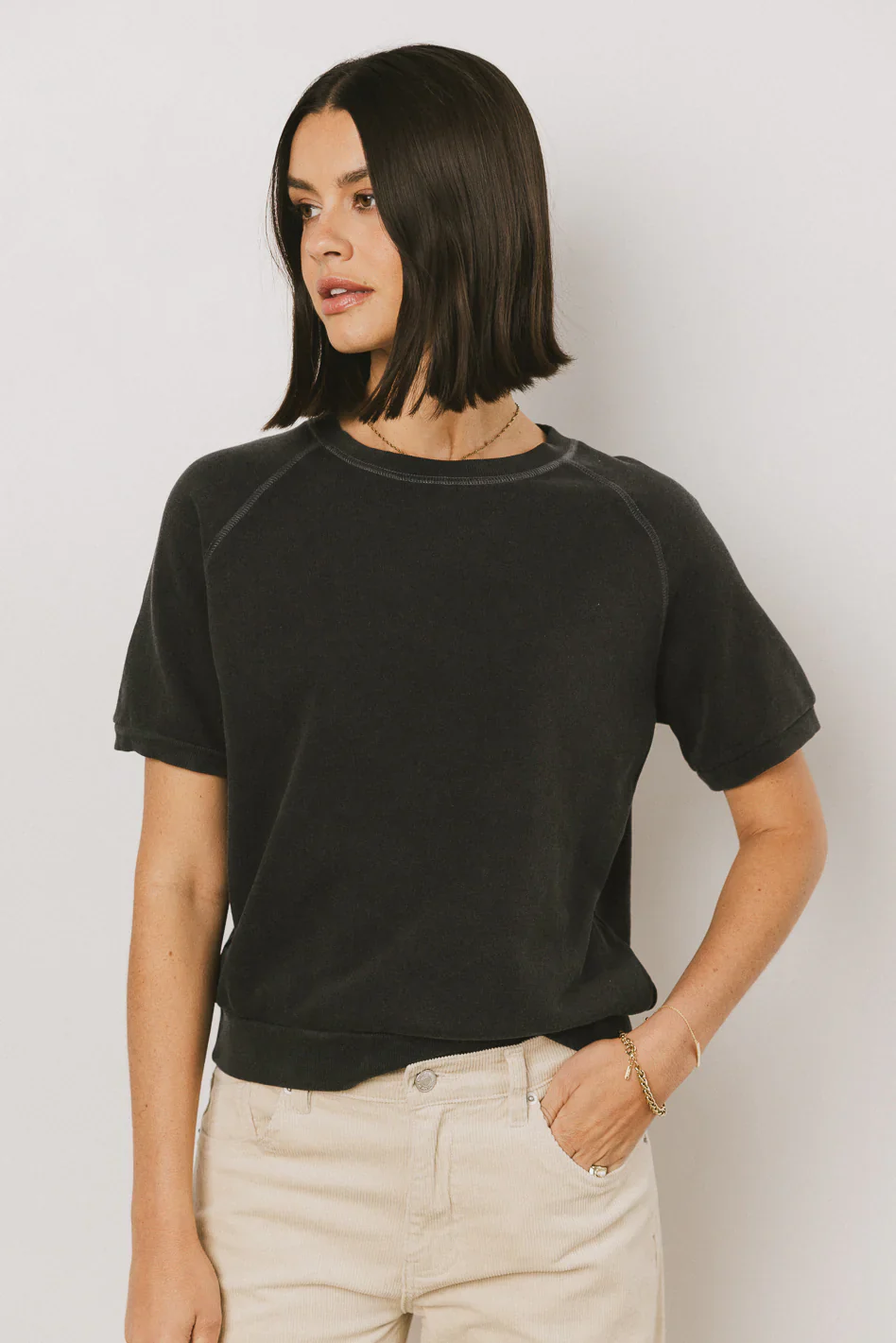 Pauly Short Sleeve Top in Black
