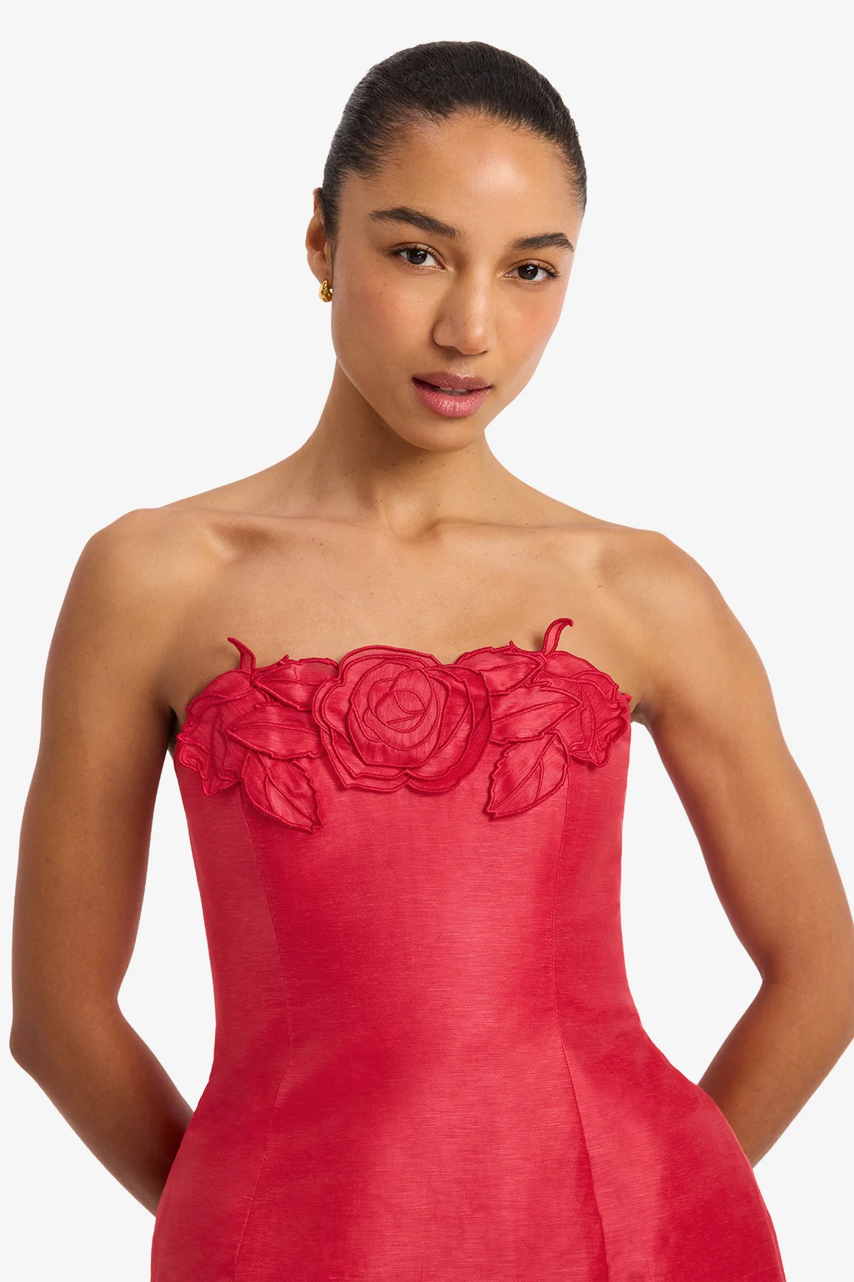 Rosario Linen Bustier Mini Dress - Scarlet