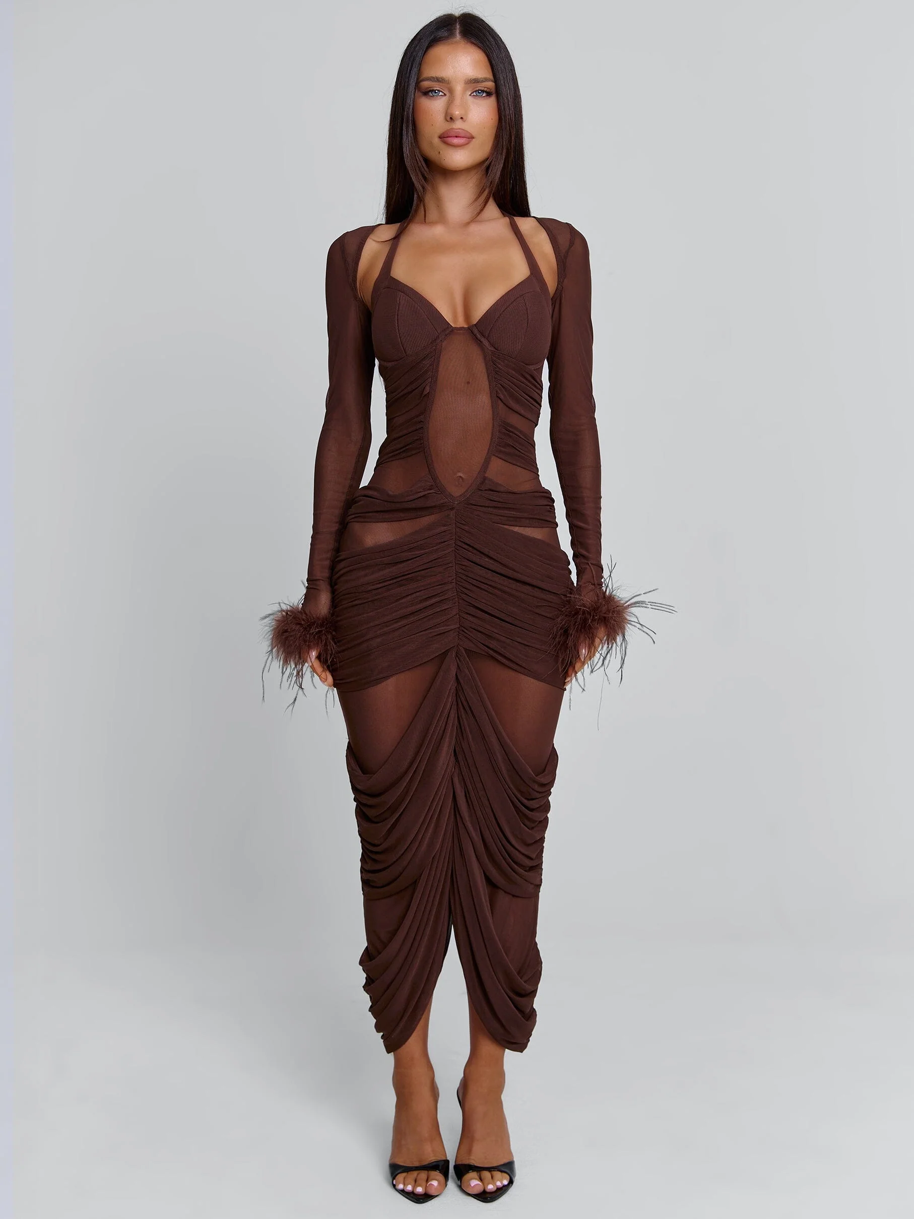 Cherrey Maxi Dress Chocolate