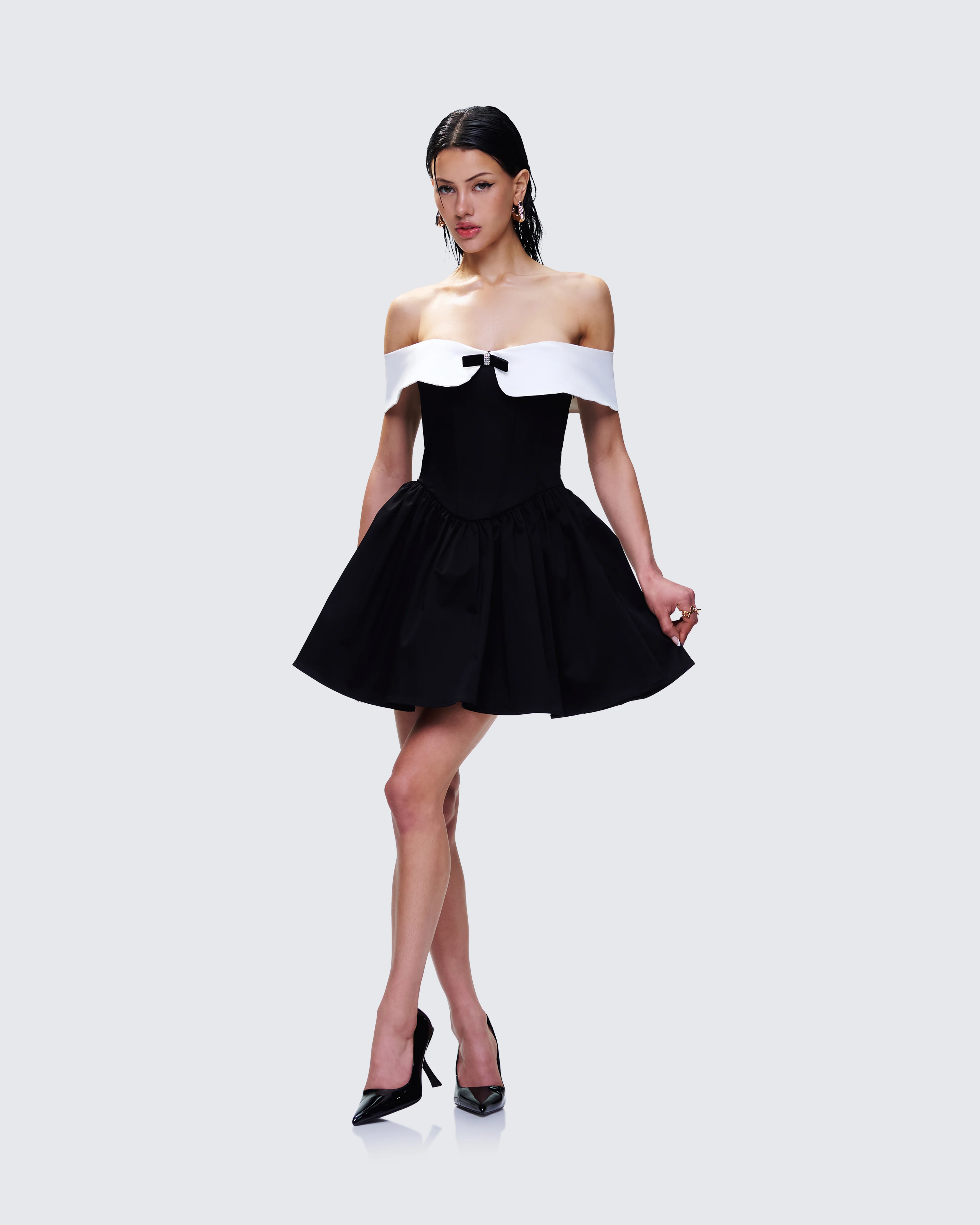 Vale Black Off Shoulder Mini Dress