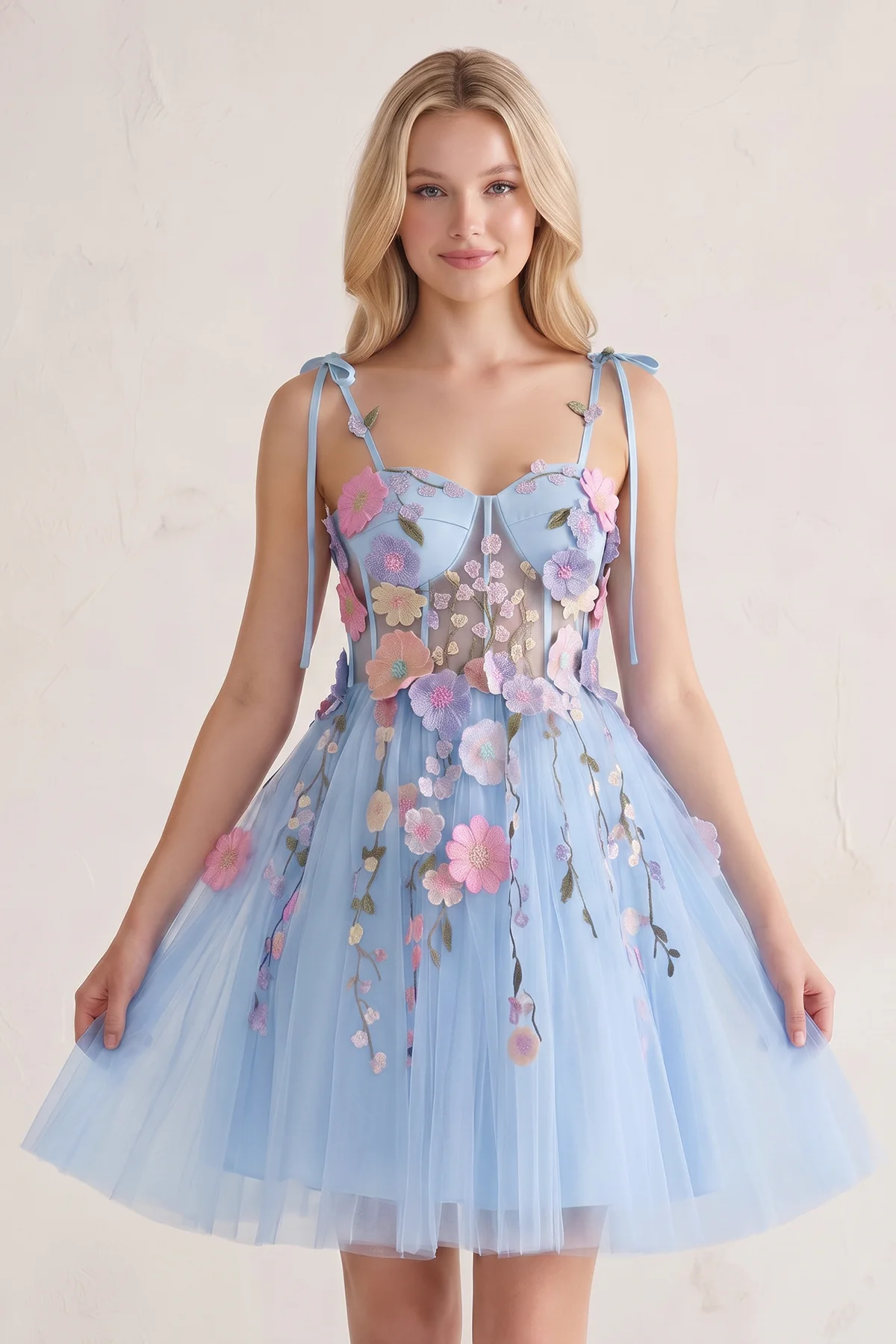 A-Line Lavender Bloom Mini Homecoming Dress