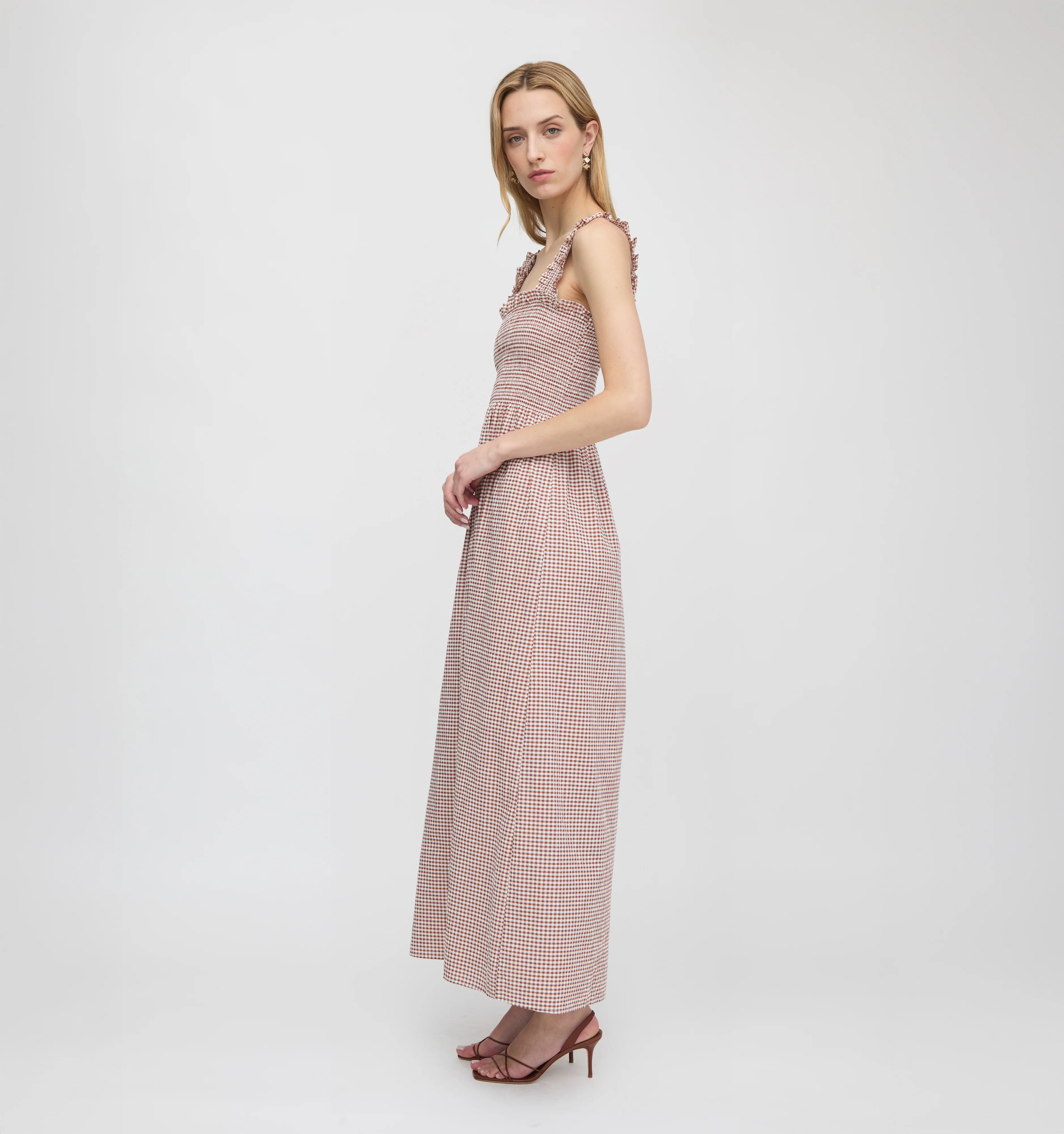 The Ashlyn Nap Dress - Cognac Gingham