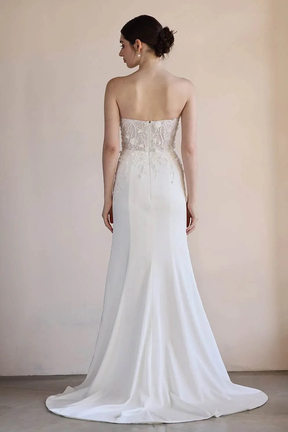 Trumpet-Mermaid Sweep-Brush Train Satin Lace Wedding Dress CW3551