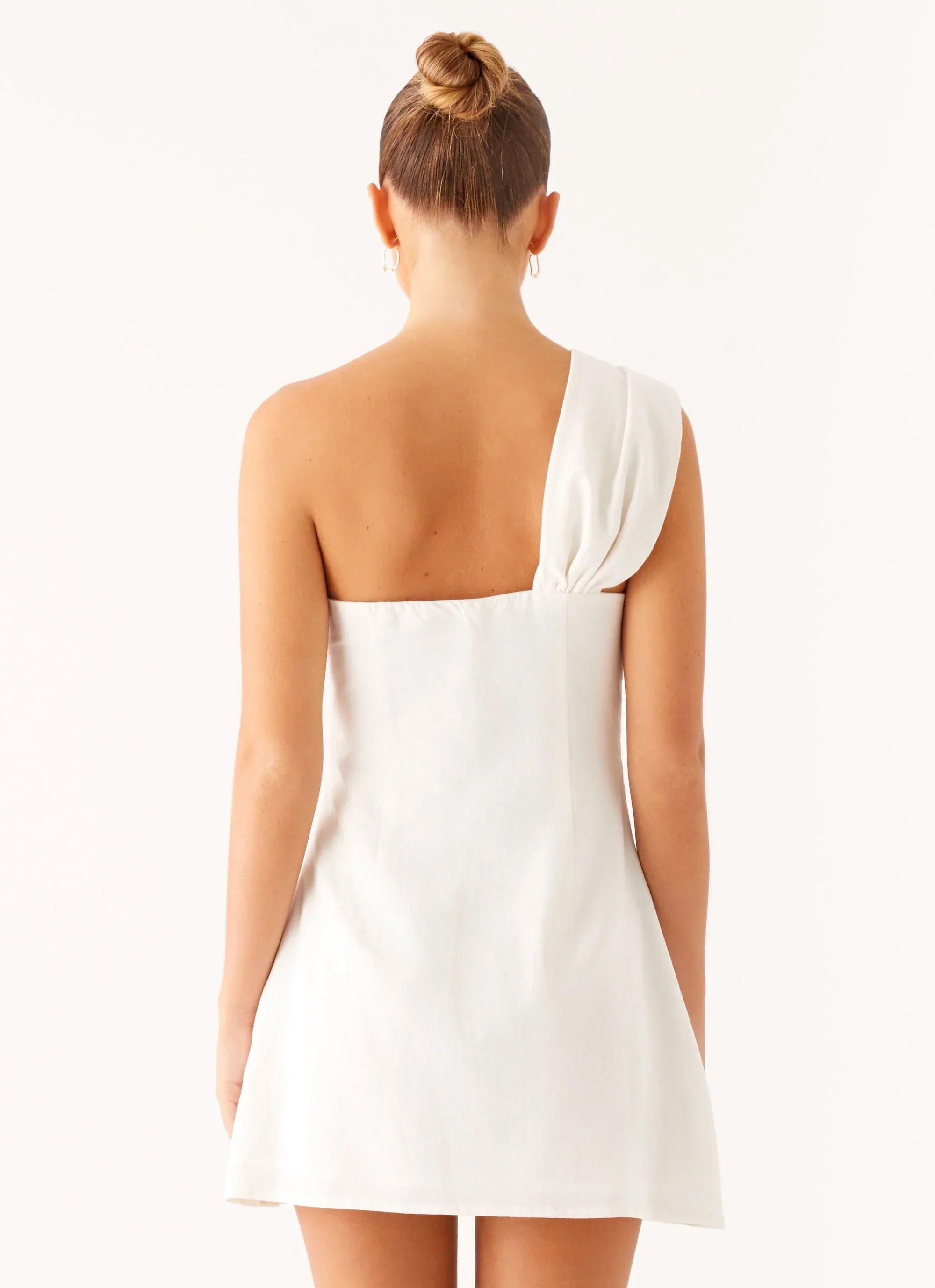 Kameron Linen Mini Dress - White - luluinthesky