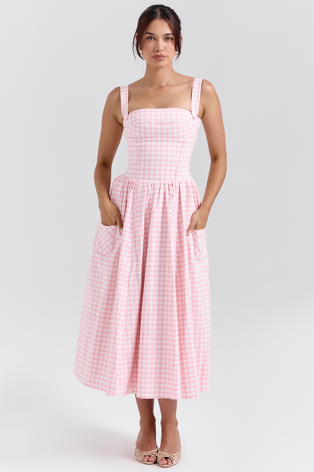 strawberry shortcake gingham midi sundress