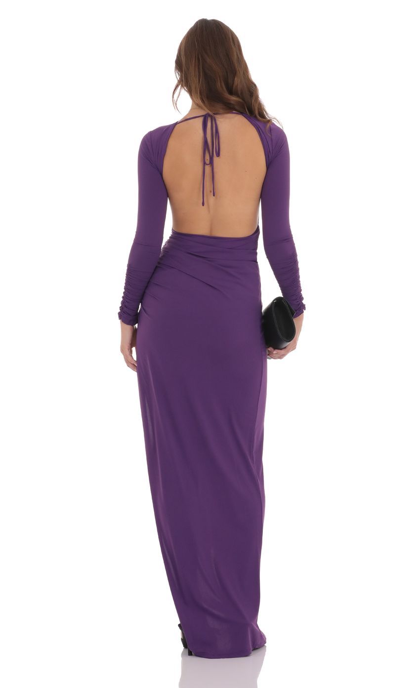 Open Back Maxi Dress in Purple