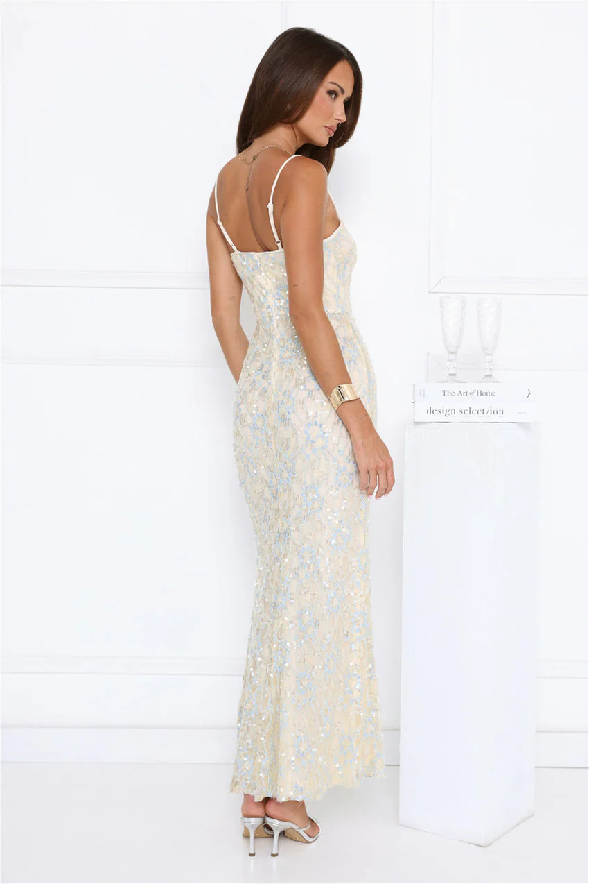 She's Always Right Lace Maxi Dress Yellow - luluinthesky