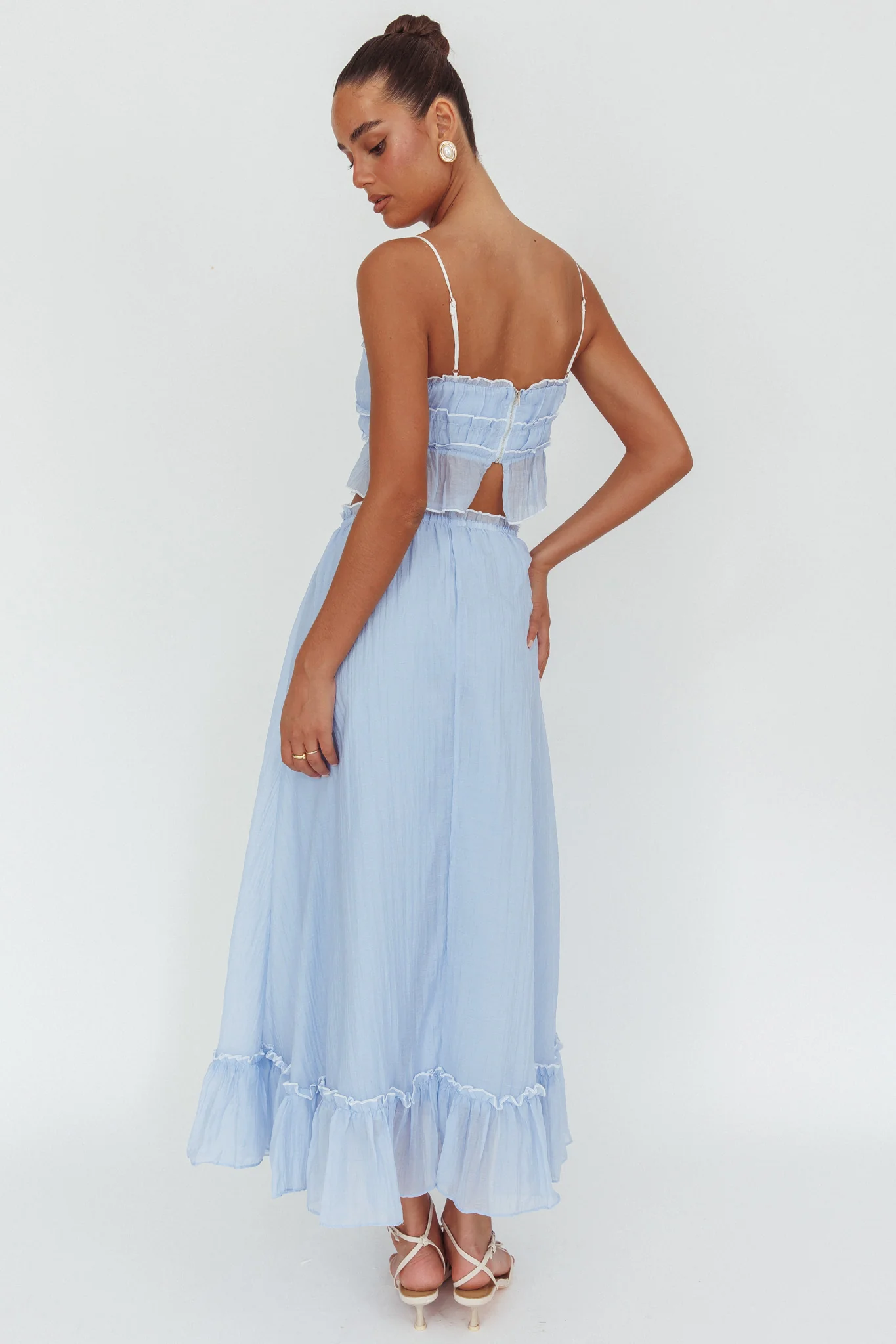 Maidens Tie Detail Overlock Maxi Skirt Cloud Blue