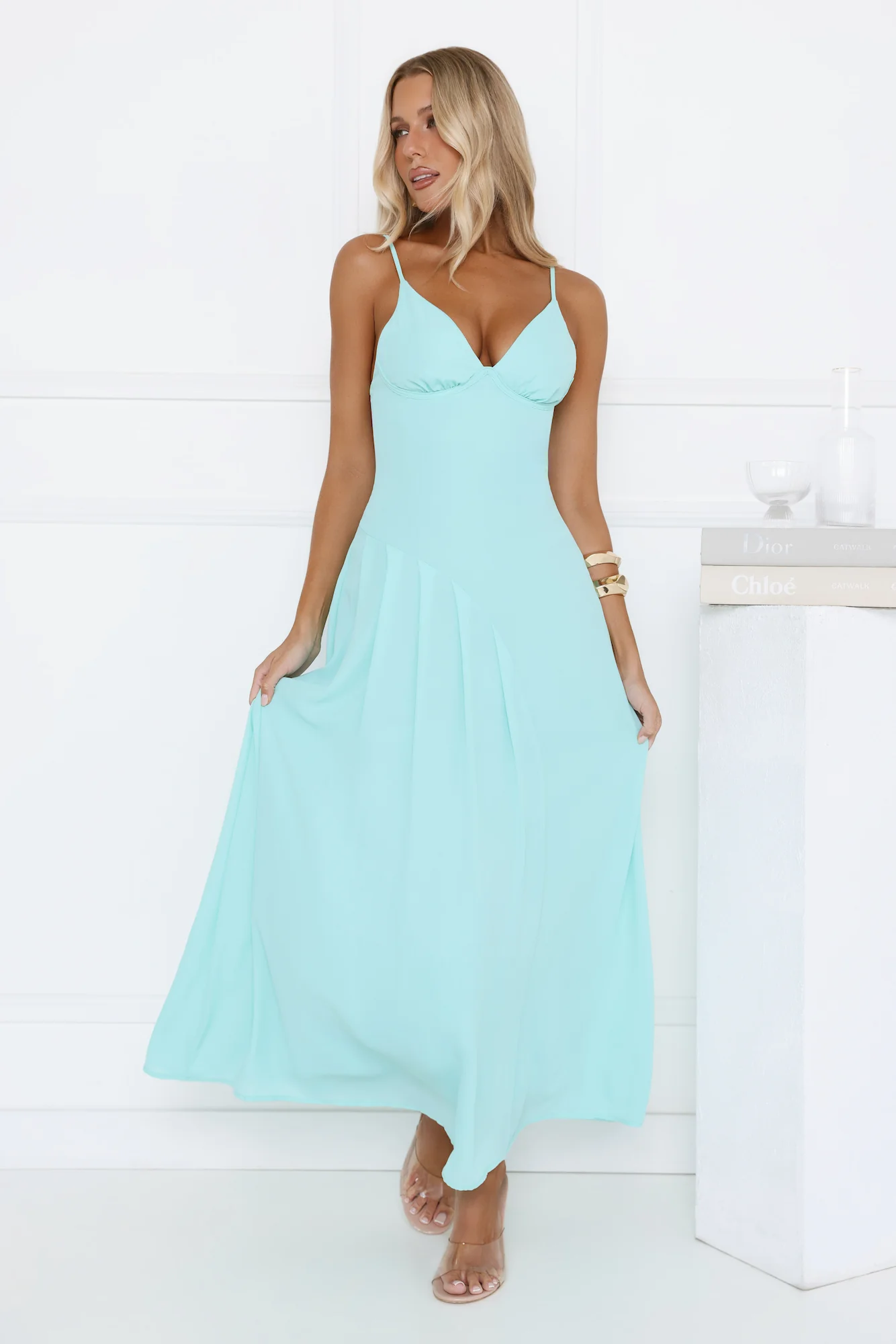 Gilded Whisper Maxi Dress Blue
