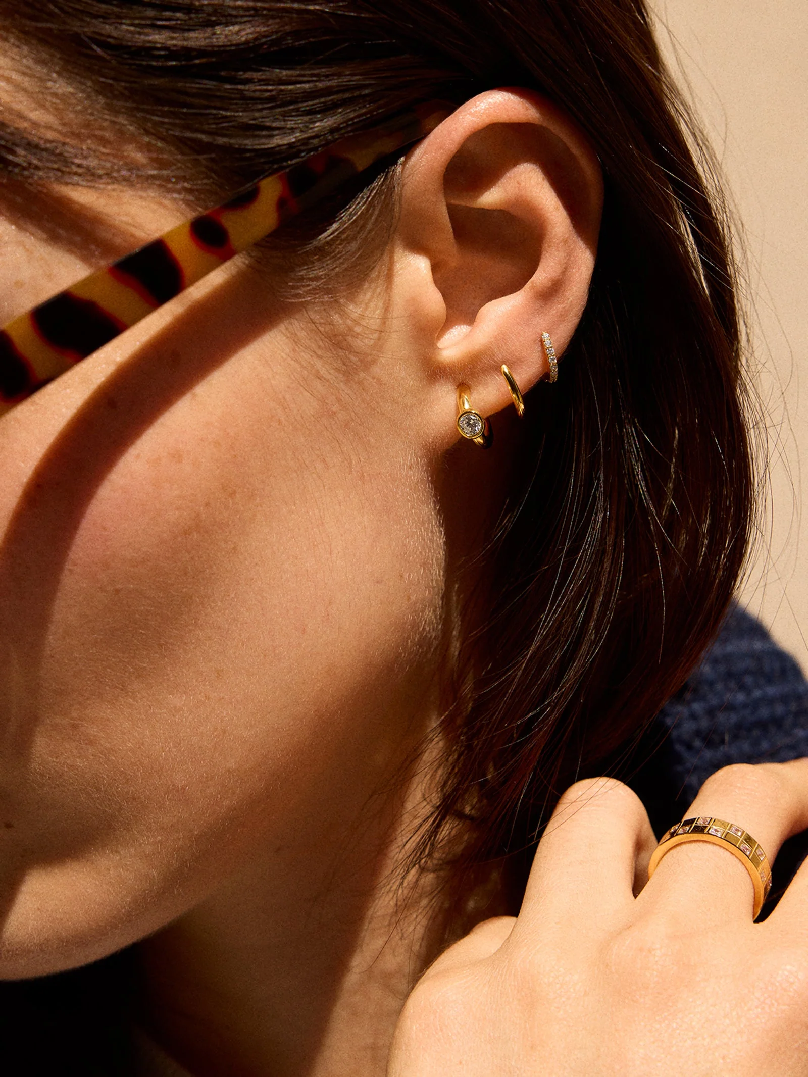 Dawn 14K Gold Earrings - Gold/Pavé