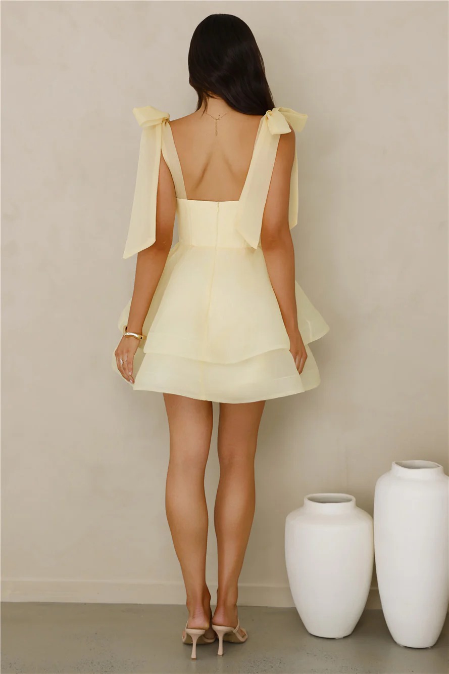 Twirl Society Mini Dress Yellow - luluinthesky