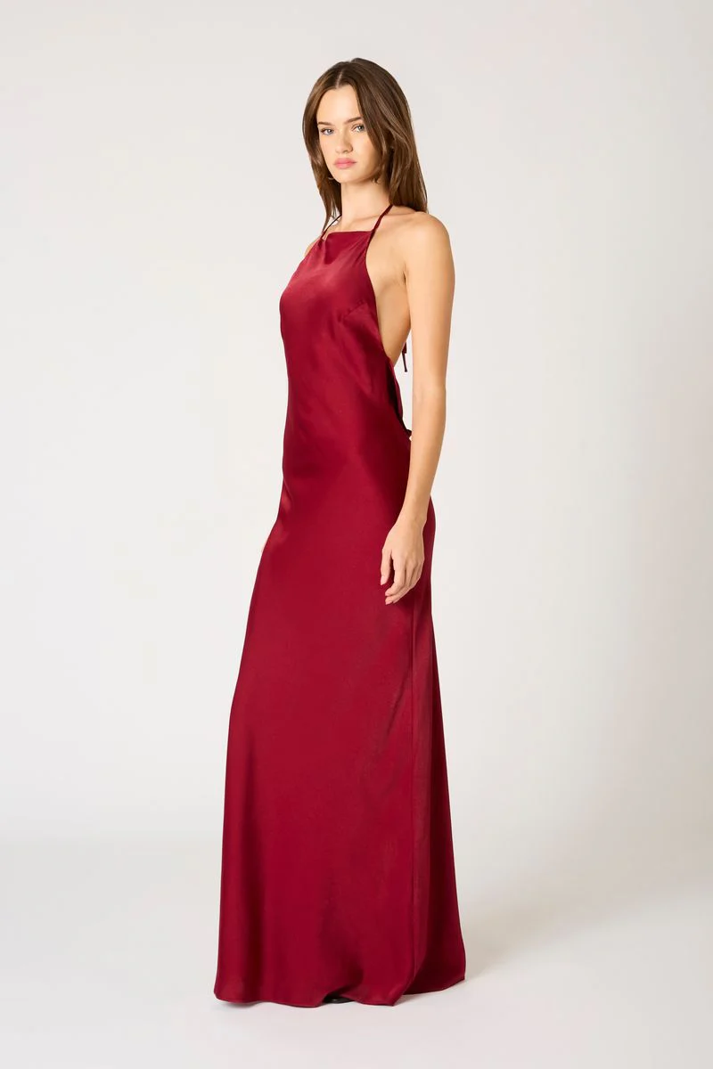 High-Neck Cowl Back Gown