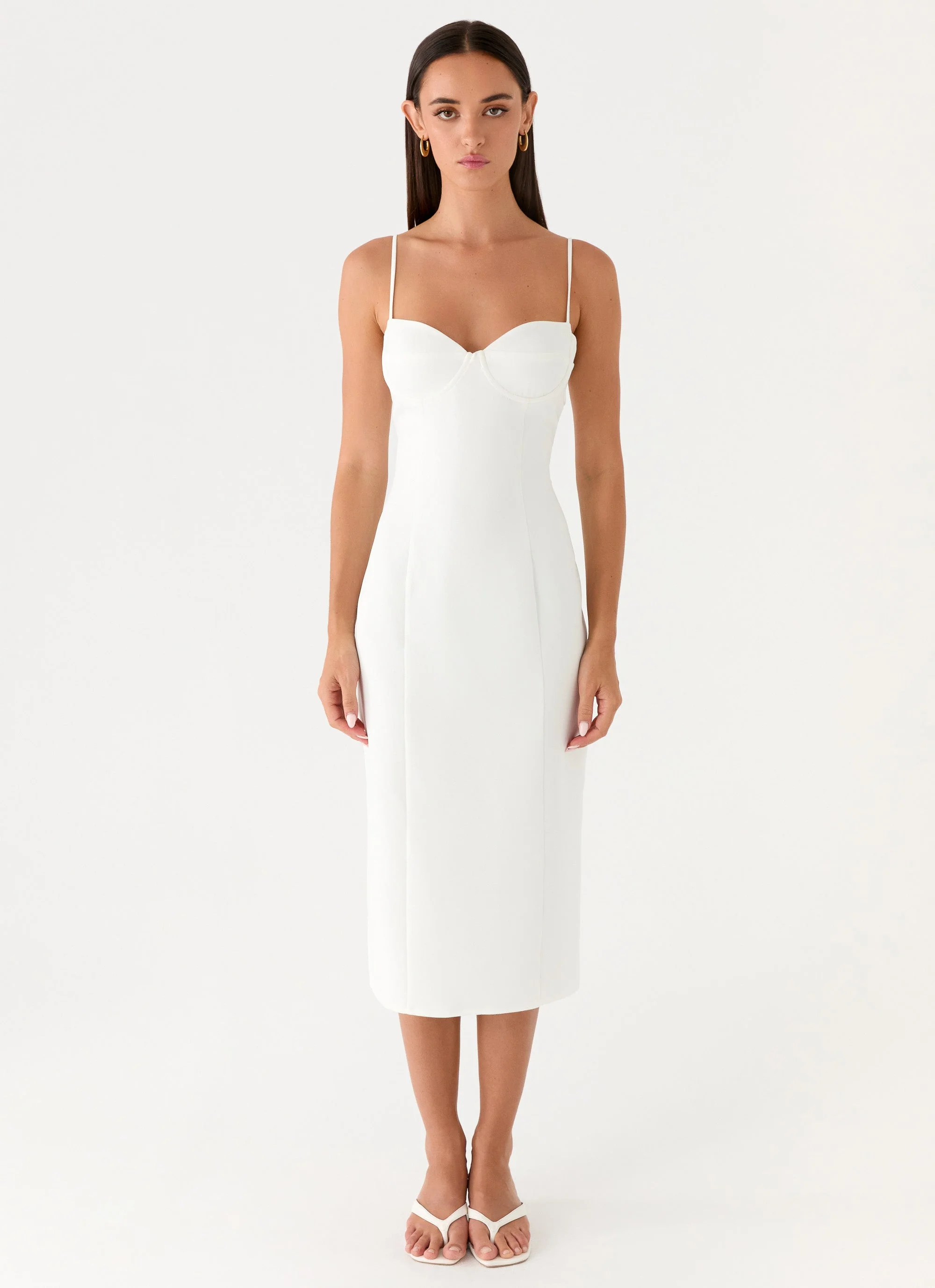 Asling Bustier Midi Dress - White