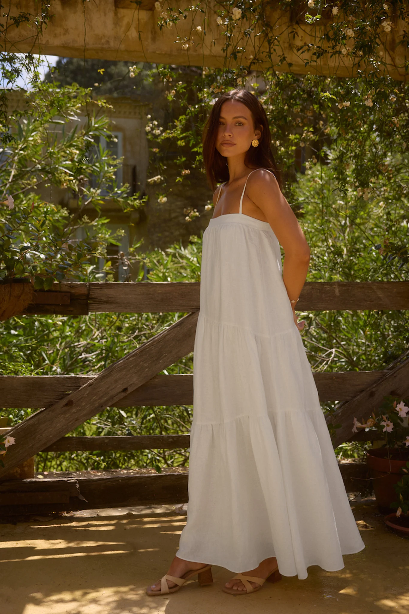 Liliana 100% Linen Maxi Dress White - luluinthesky